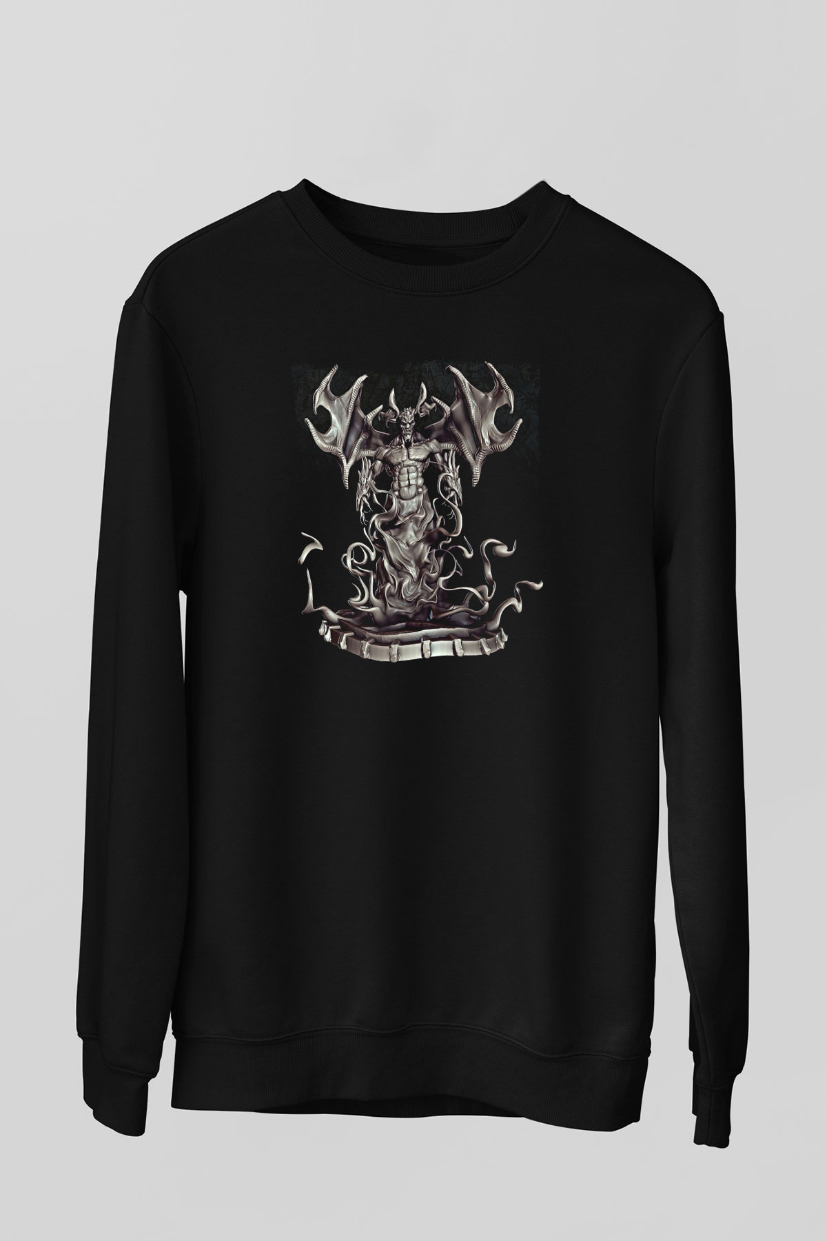 Samael Baskılı Unisex Siyah Sweatshirt