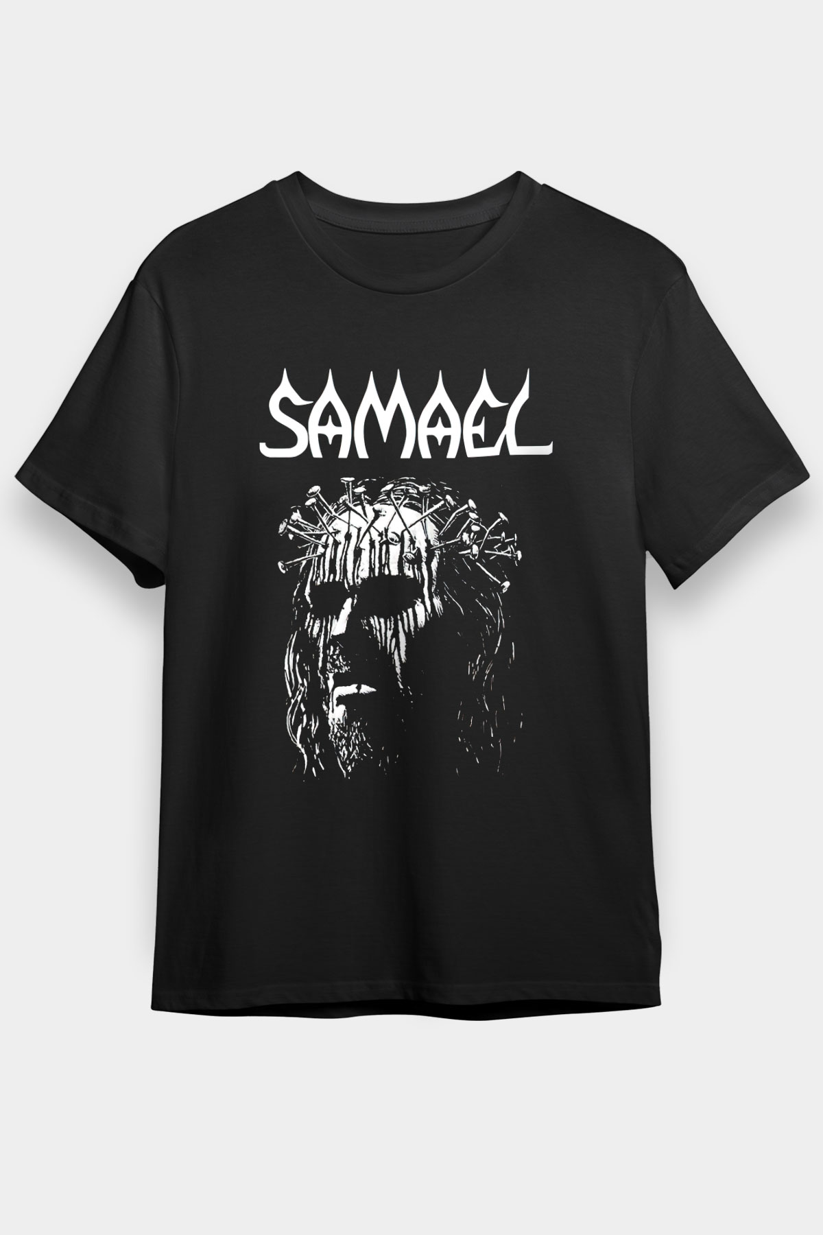 Samael Baskılı Unisex Siyah Tişört - Tshirt