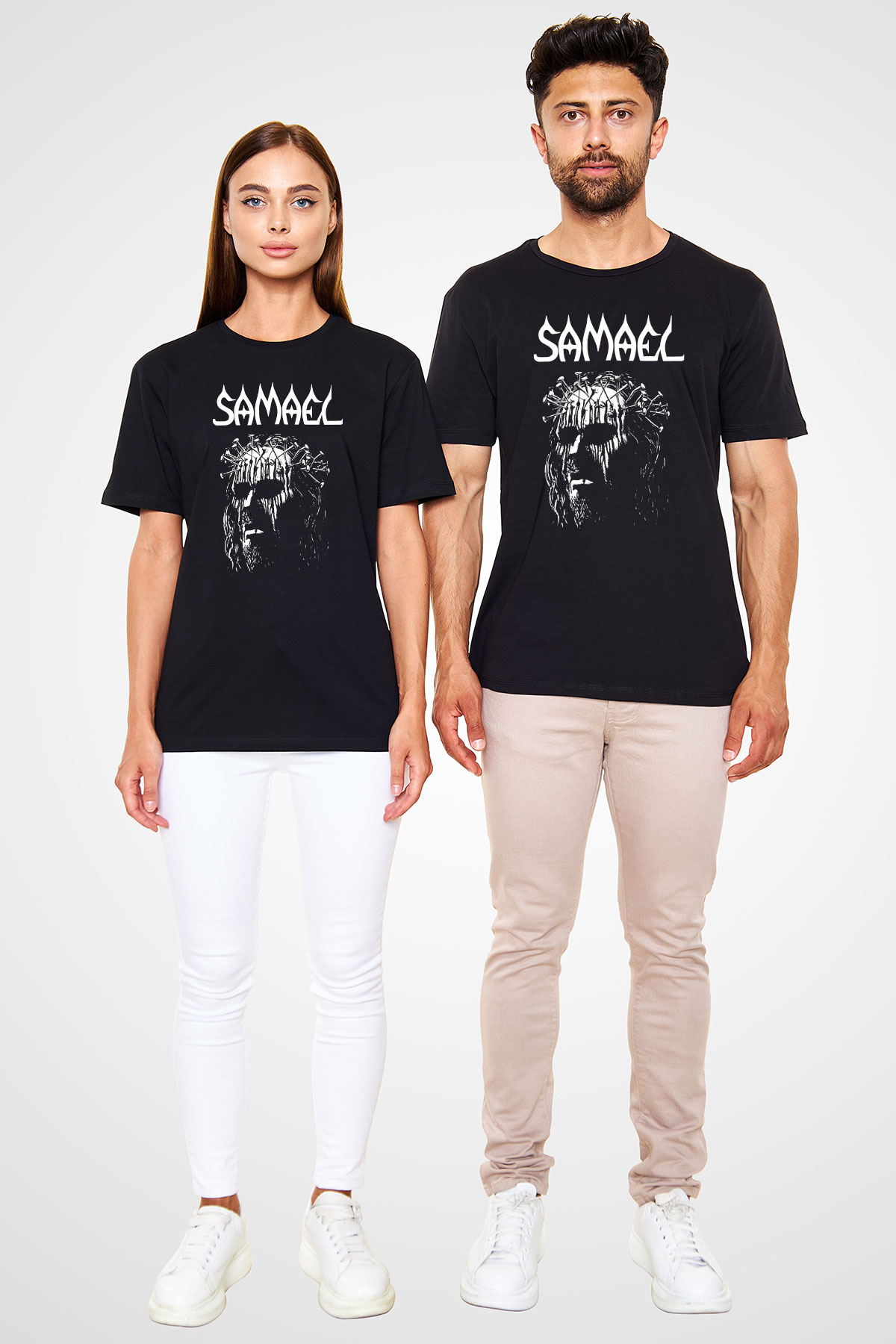 Samael Baskılı Unisex Siyah Tişört - Tshirt