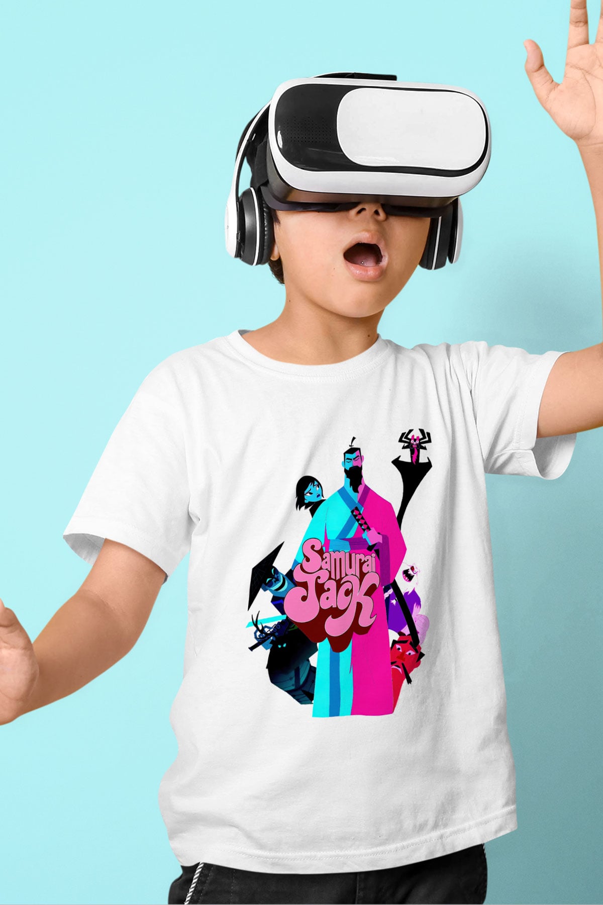 Samurai Jack Beyaz Unisex Çocuk Tişört