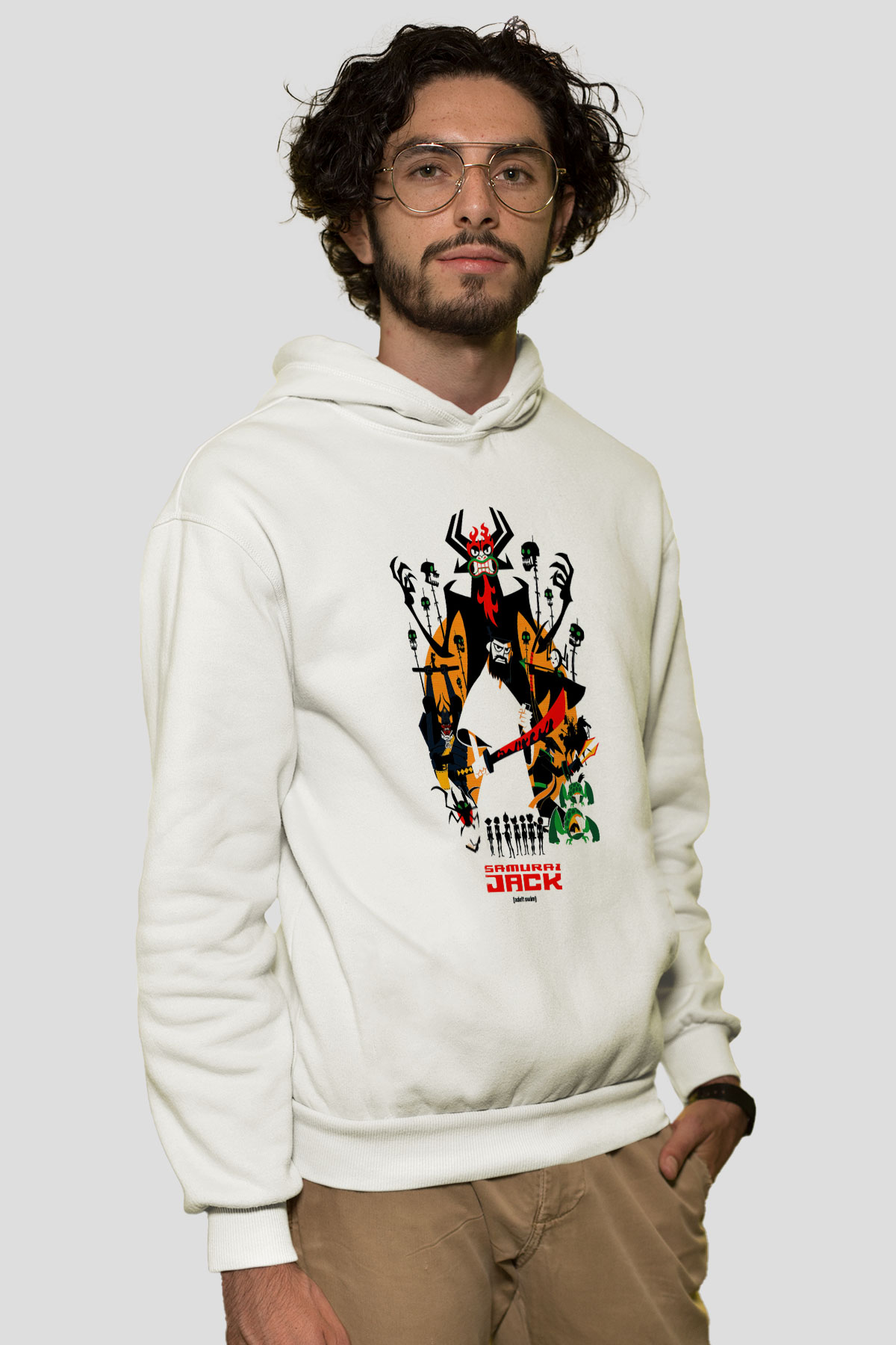 Samurai Jack Beyaz Unisex Hoodie
