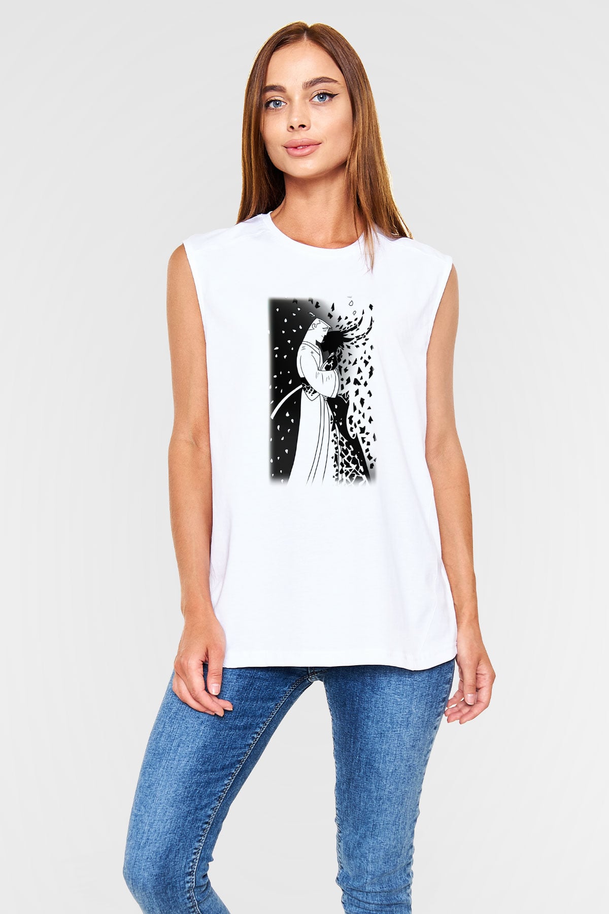 Samurai Jack Beyaz Unisex Kolsuz Tişört
