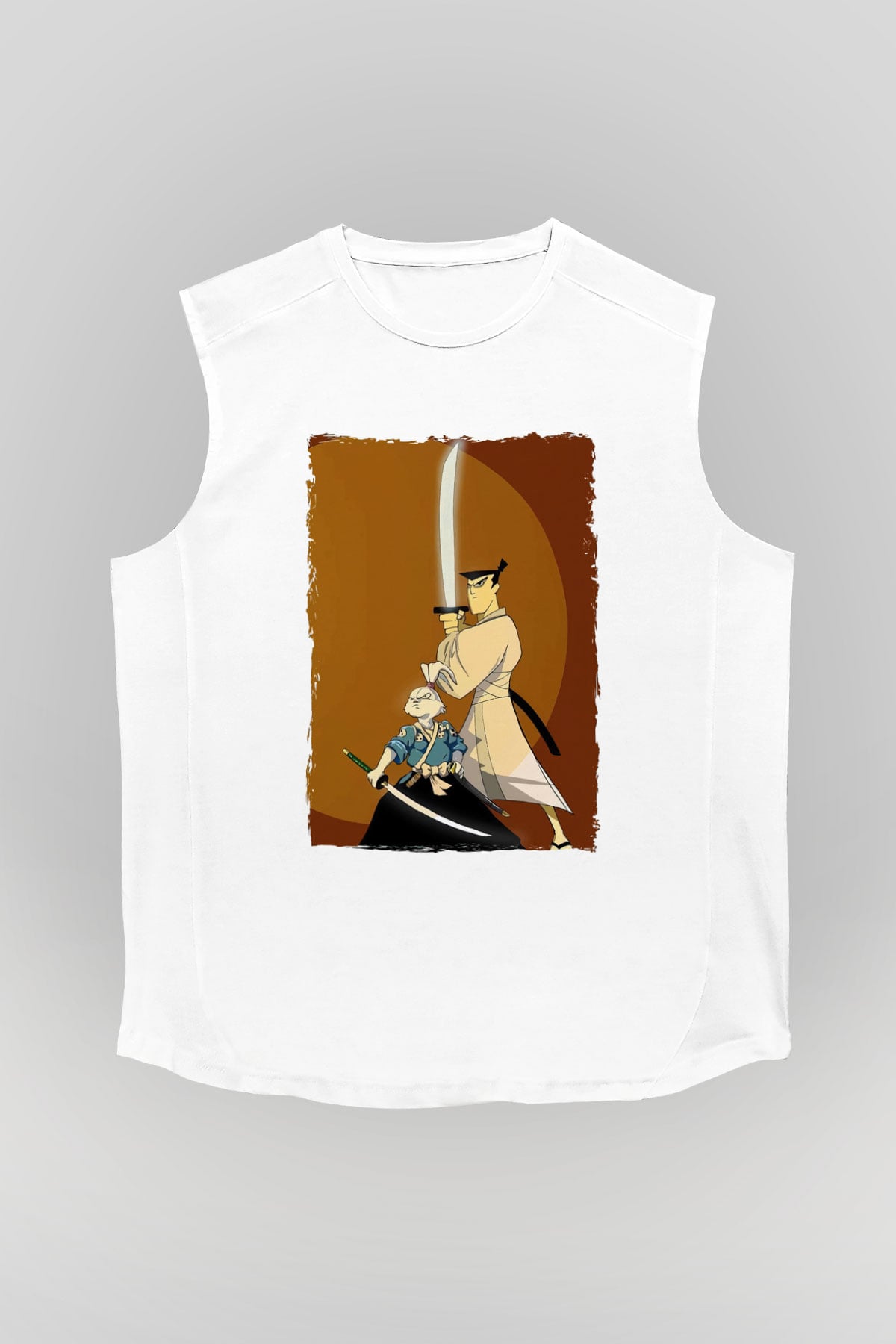 Samurai Jack Beyaz Unisex Kolsuz Tişört