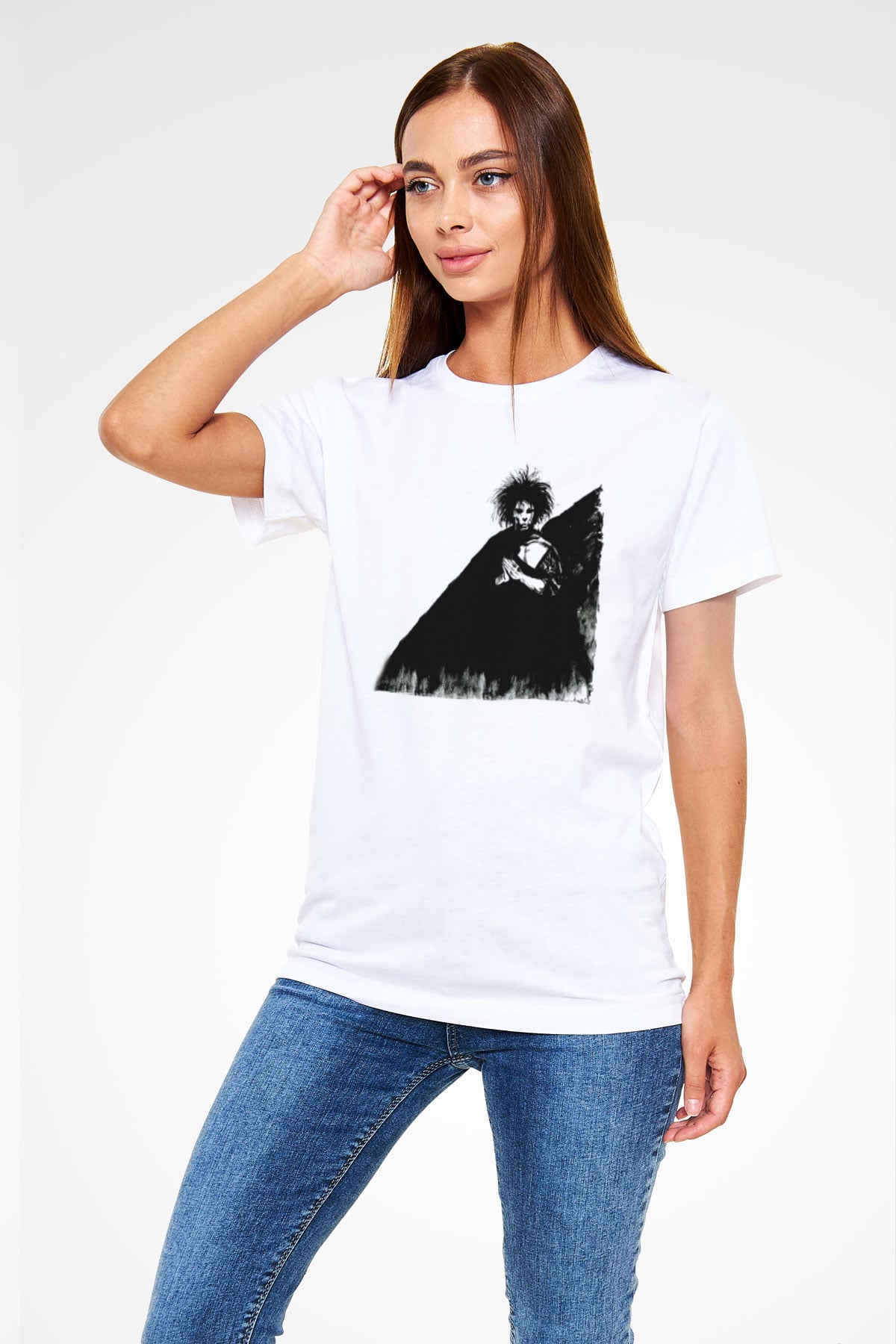 Sandman Unisex Baskılı Beyaz Tişört - Tshirt