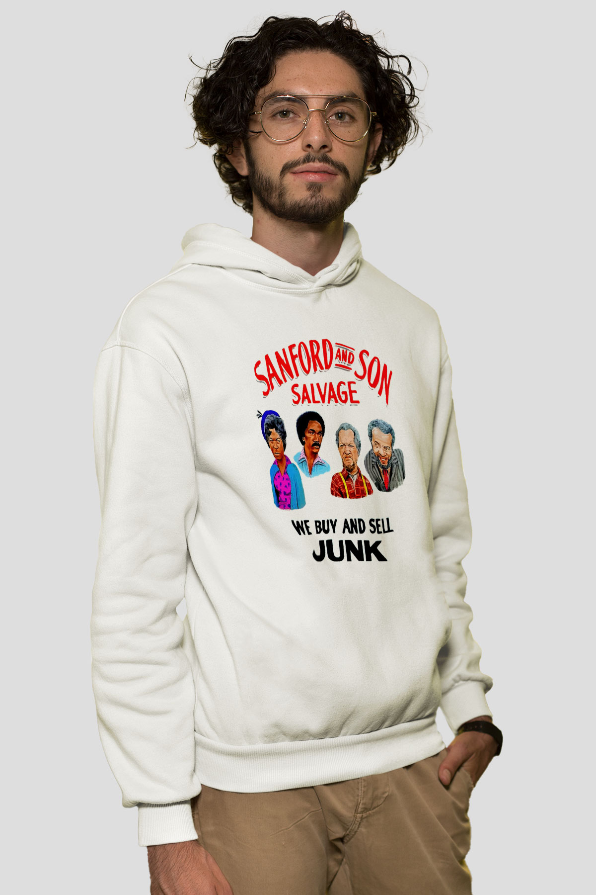 Sanford and Son Beyaz Unisex Hoodie
