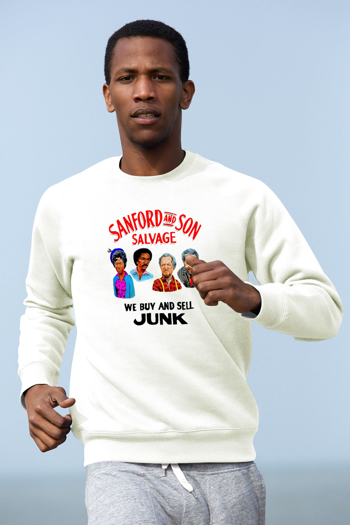 Sanford and Son Beyaz Unisex Sweatshirt