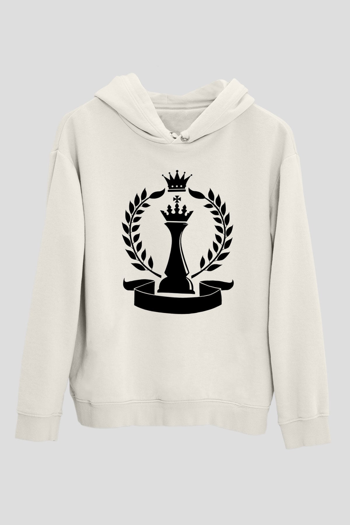 Satranç Beyaz Unisex Hoodie