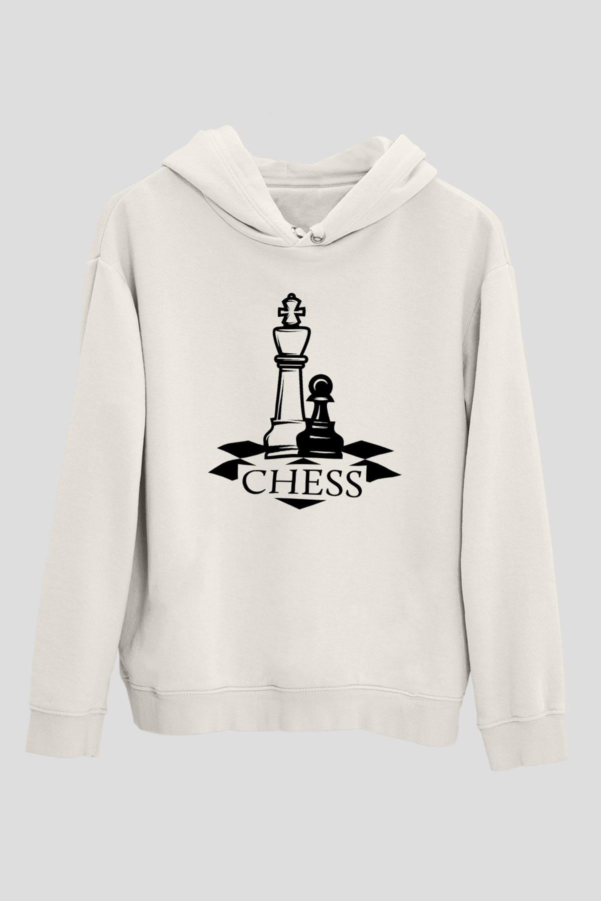 Satranç Beyaz Unisex Hoodie