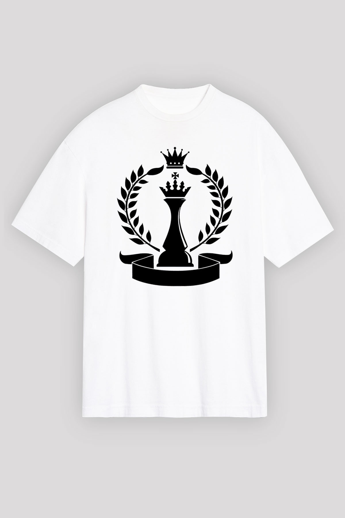 Satranç Beyaz Unisex Oversize Tişört T-Shirt