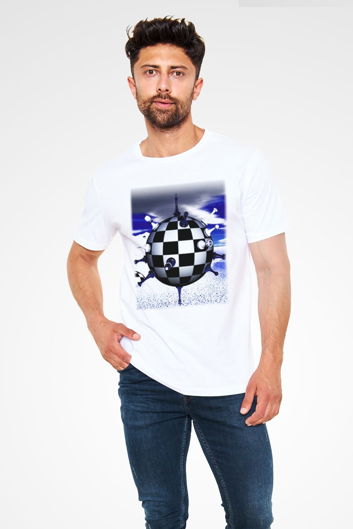 Satranç Beyaz Unisex Tişört T-Shirt - TişörtFabrikası
