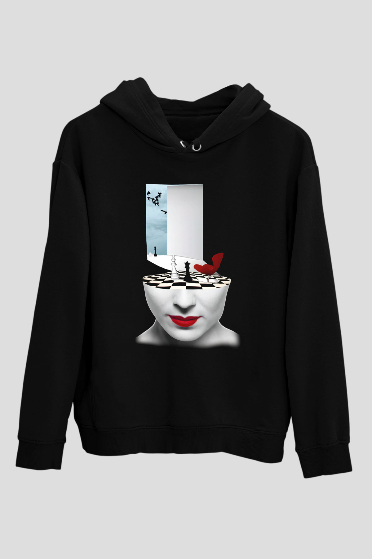 Satranç Siyah Unisex Hoodie