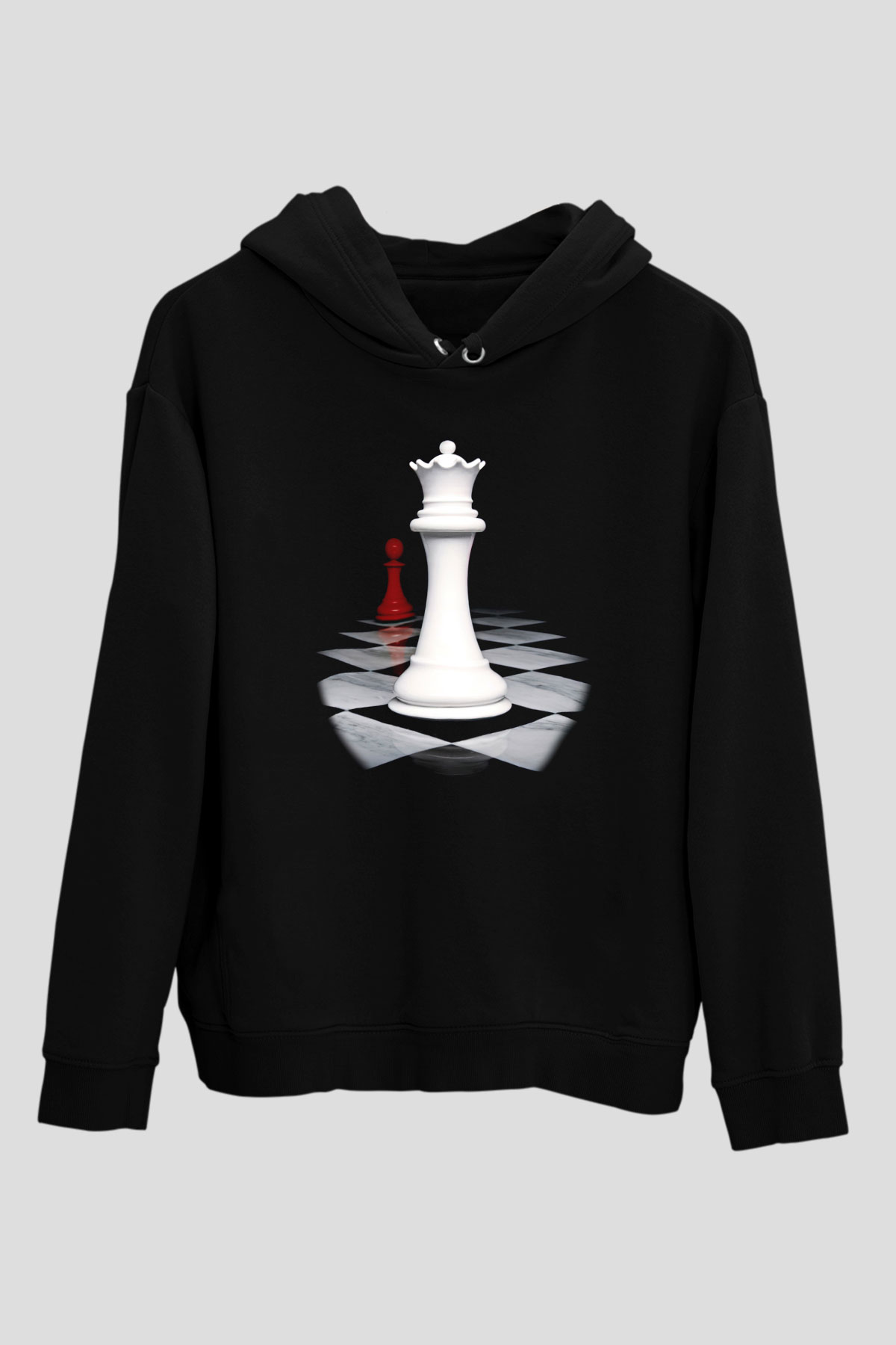 Satranç Siyah Unisex Hoodie