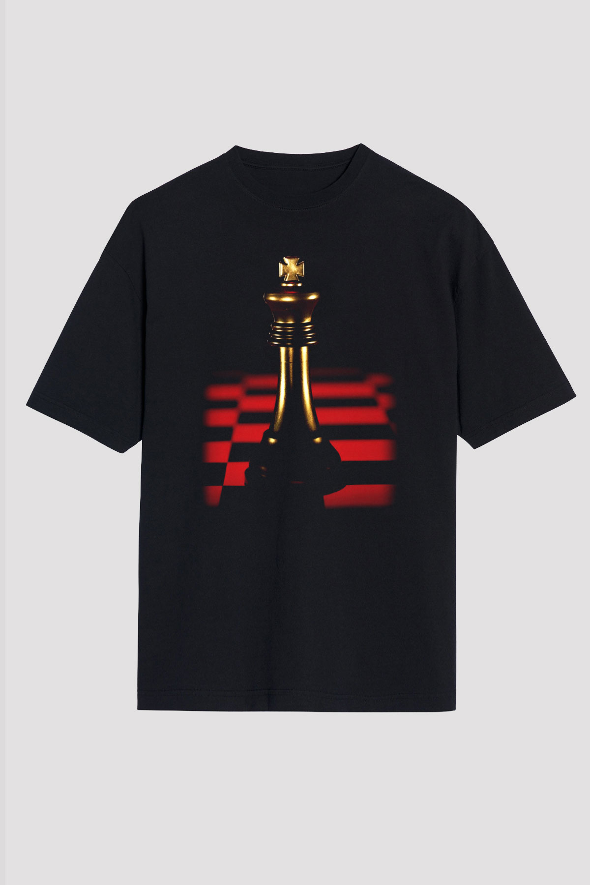Satranç Siyah Unisex Oversize Tişört T-Shirt