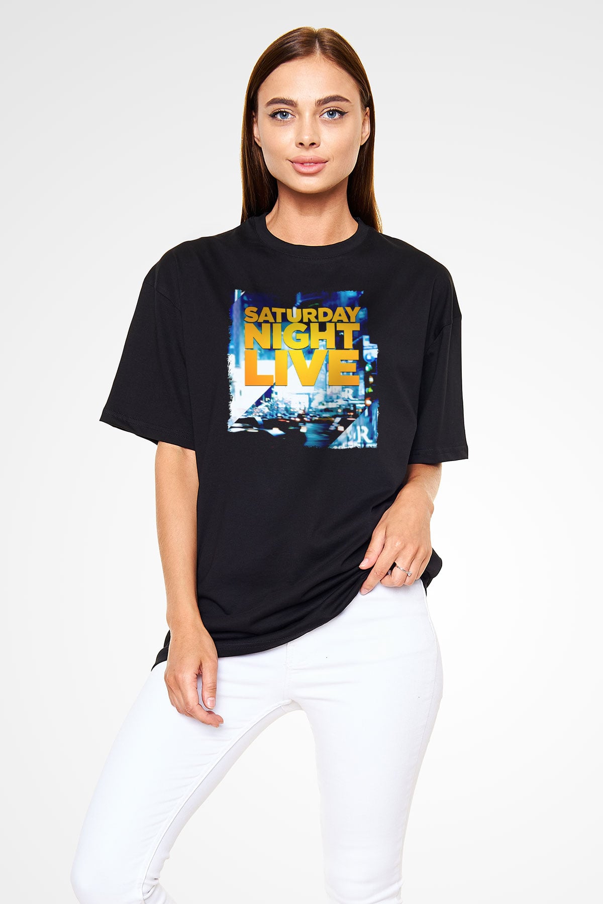 Saturday Night Live Siyah Oversize Tişört