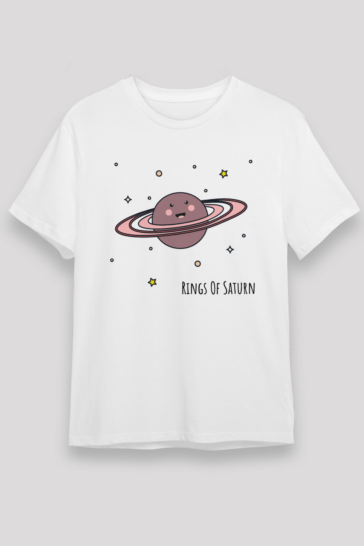 Satürn Beyaz Unisex Tişört T-Shirt - TişörtFabrikası