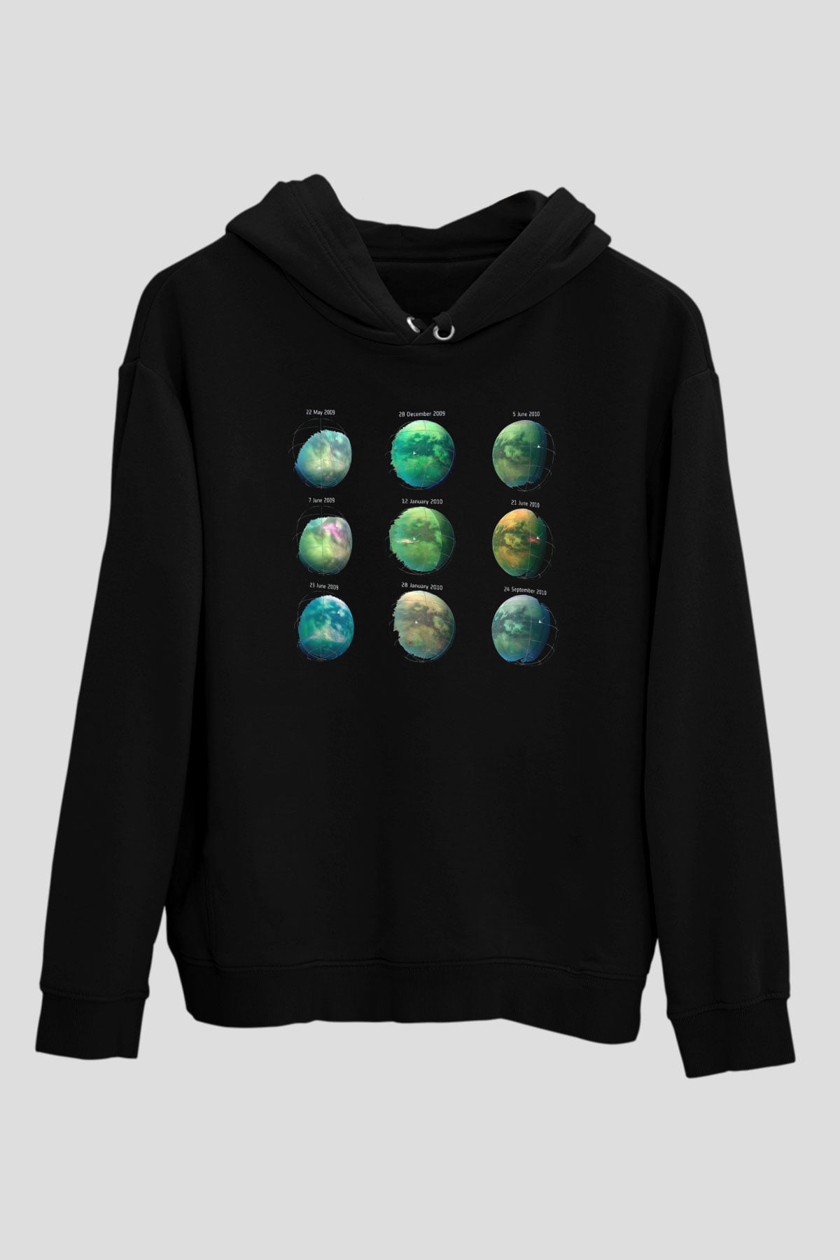 Satürn Siyah Unisex Hoodie
