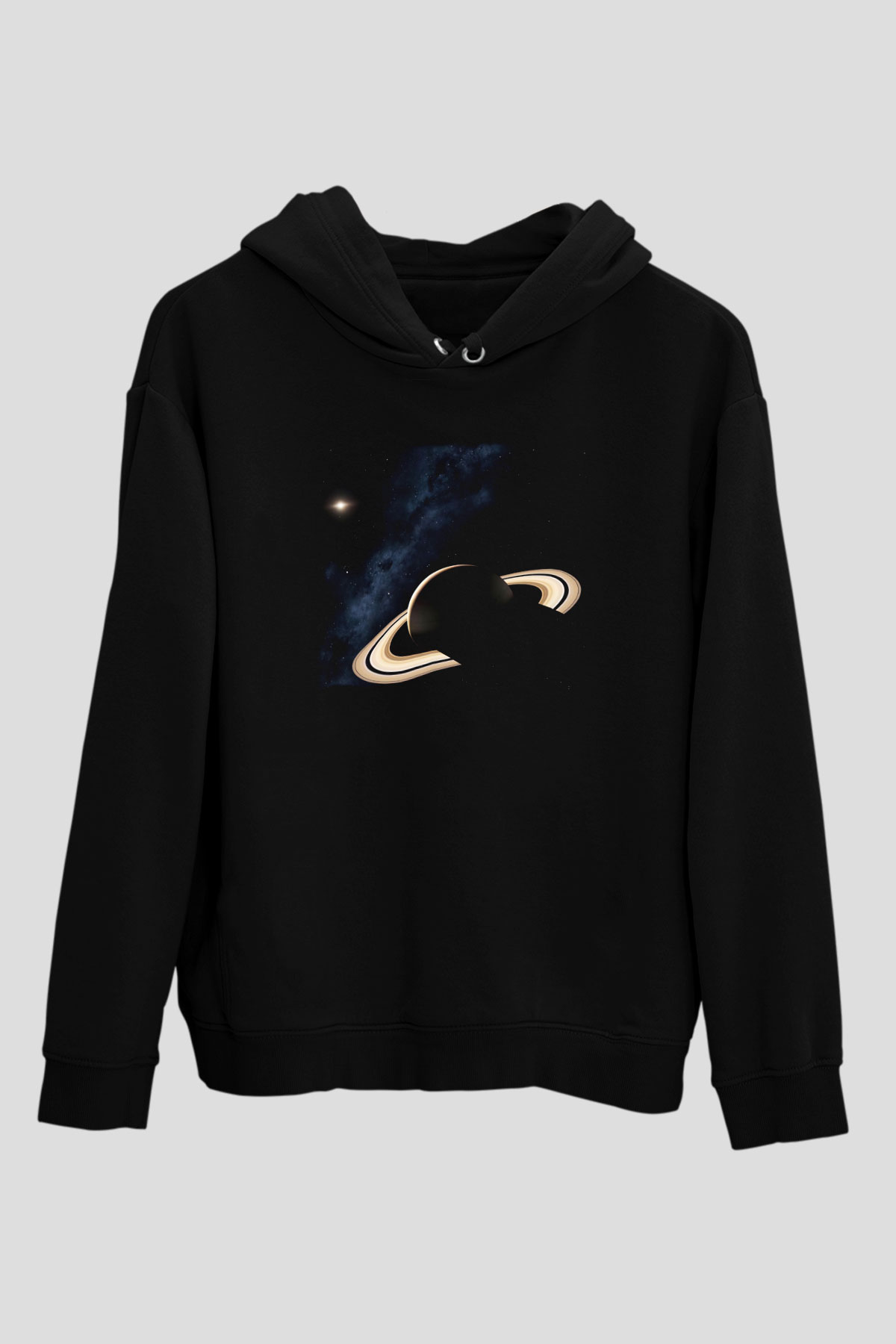 Satürn Siyah Unisex Hoodie