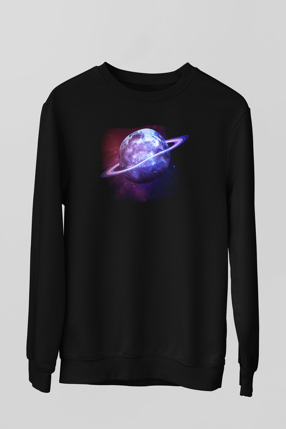 Satürn Siyah Unisex Sweatshirt