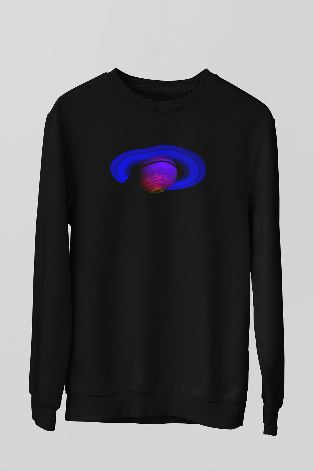 Satürn Siyah Unisex Sweatshirt