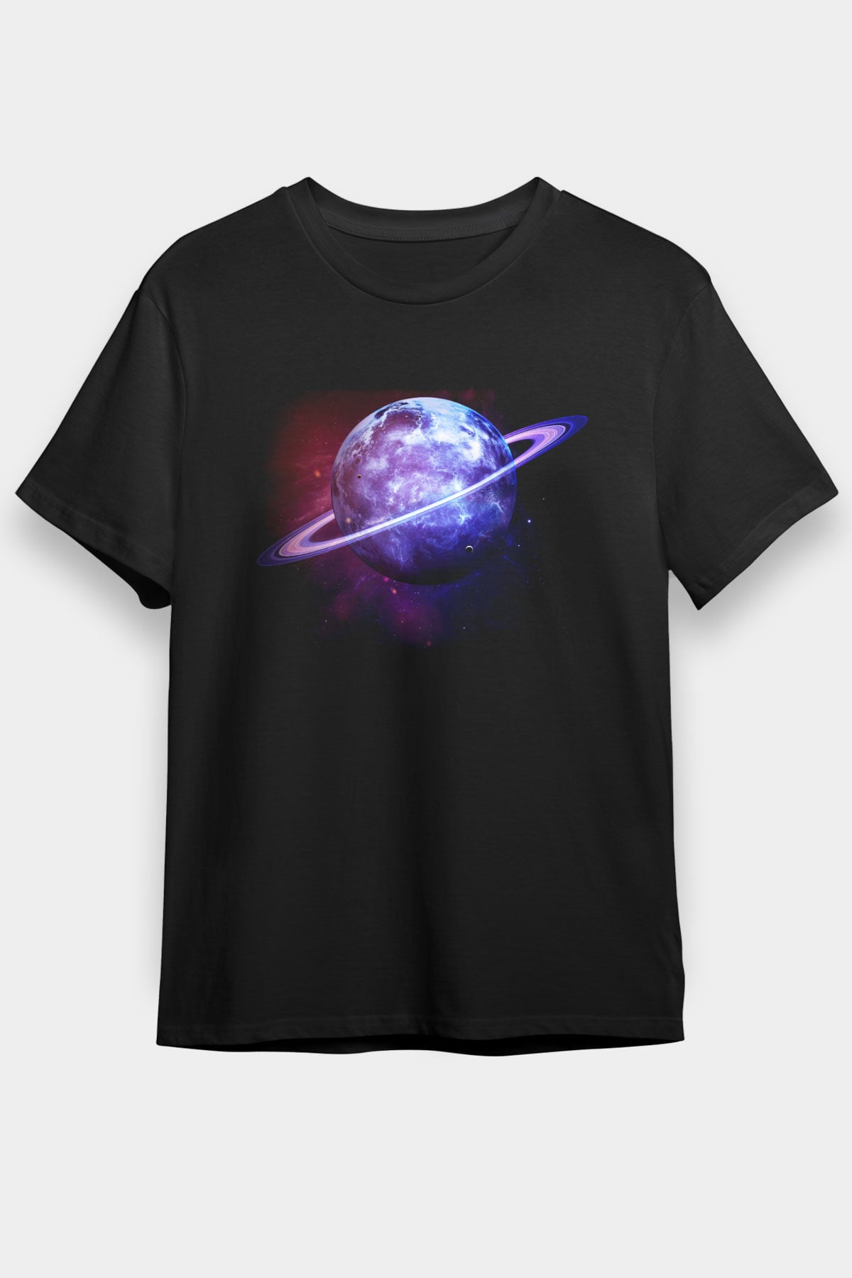 Satürn Siyah Unisex Tişört T-Shirt - TişörtFabrikası