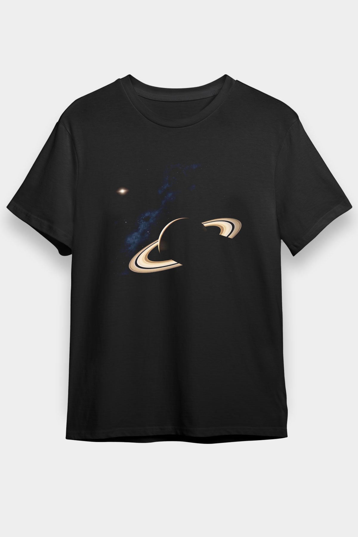 Satürn Siyah Unisex Tişört T-Shirt - TişörtFabrikası