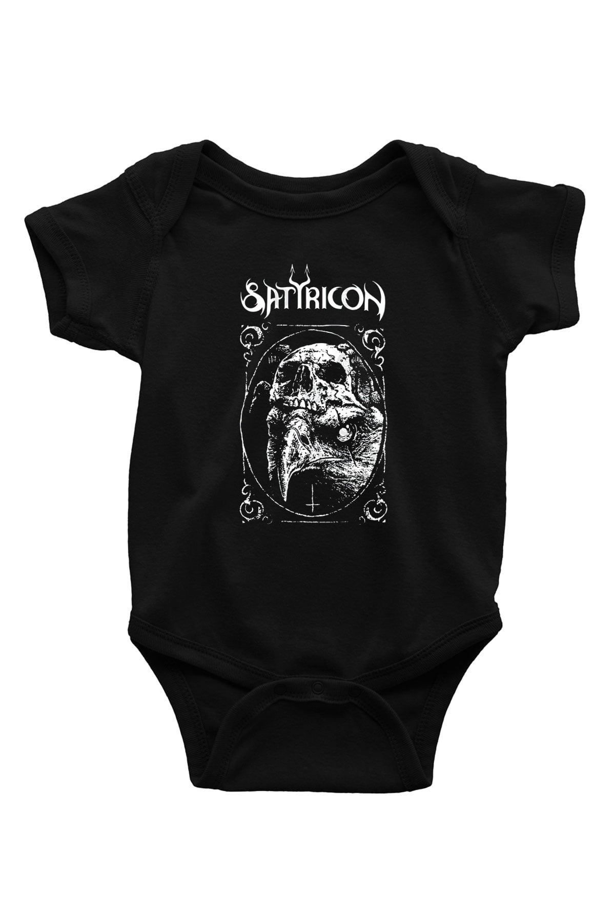 Satyricon Baskılı Unisex Siyah Bebek Body - Zıbın