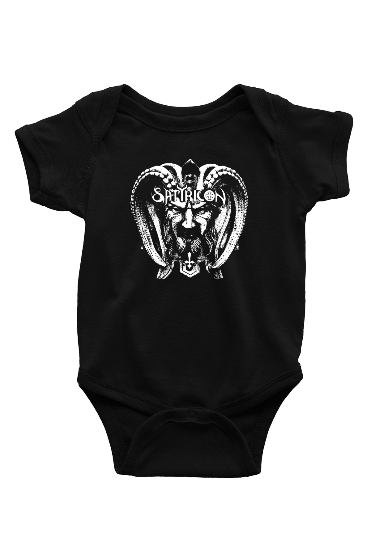 Satyricon Baskılı Unisex Siyah Bebek Body - Zıbın