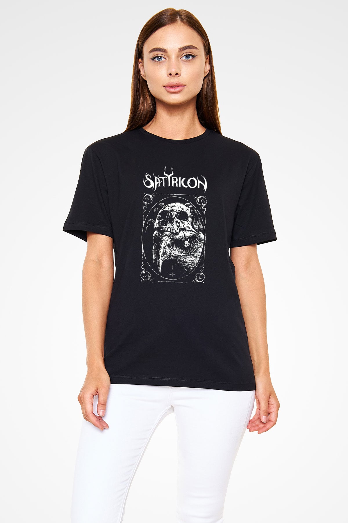 Satyricon Baskılı Unisex Siyah Tişört - Tshirt