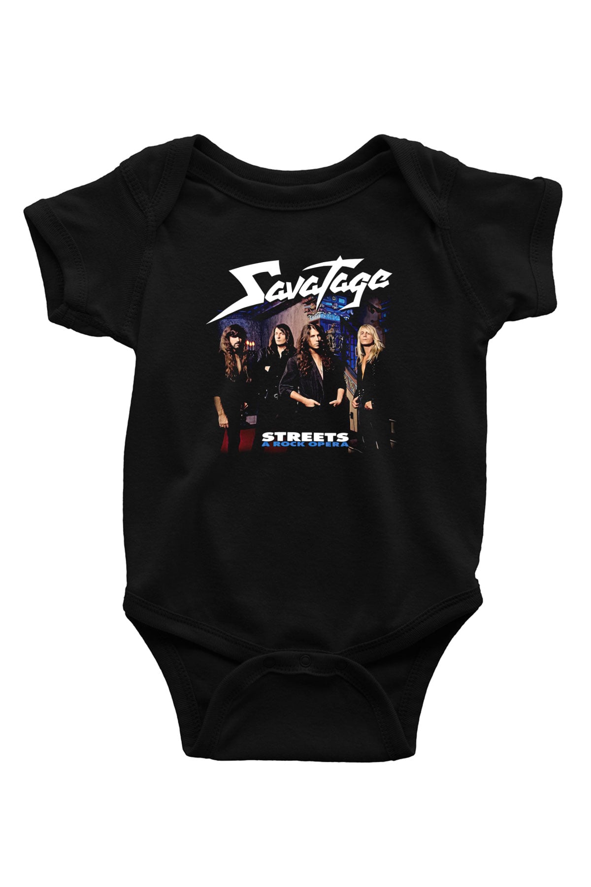 Savatage Baskılı Unisex Siyah Bebek Body - Zıbın