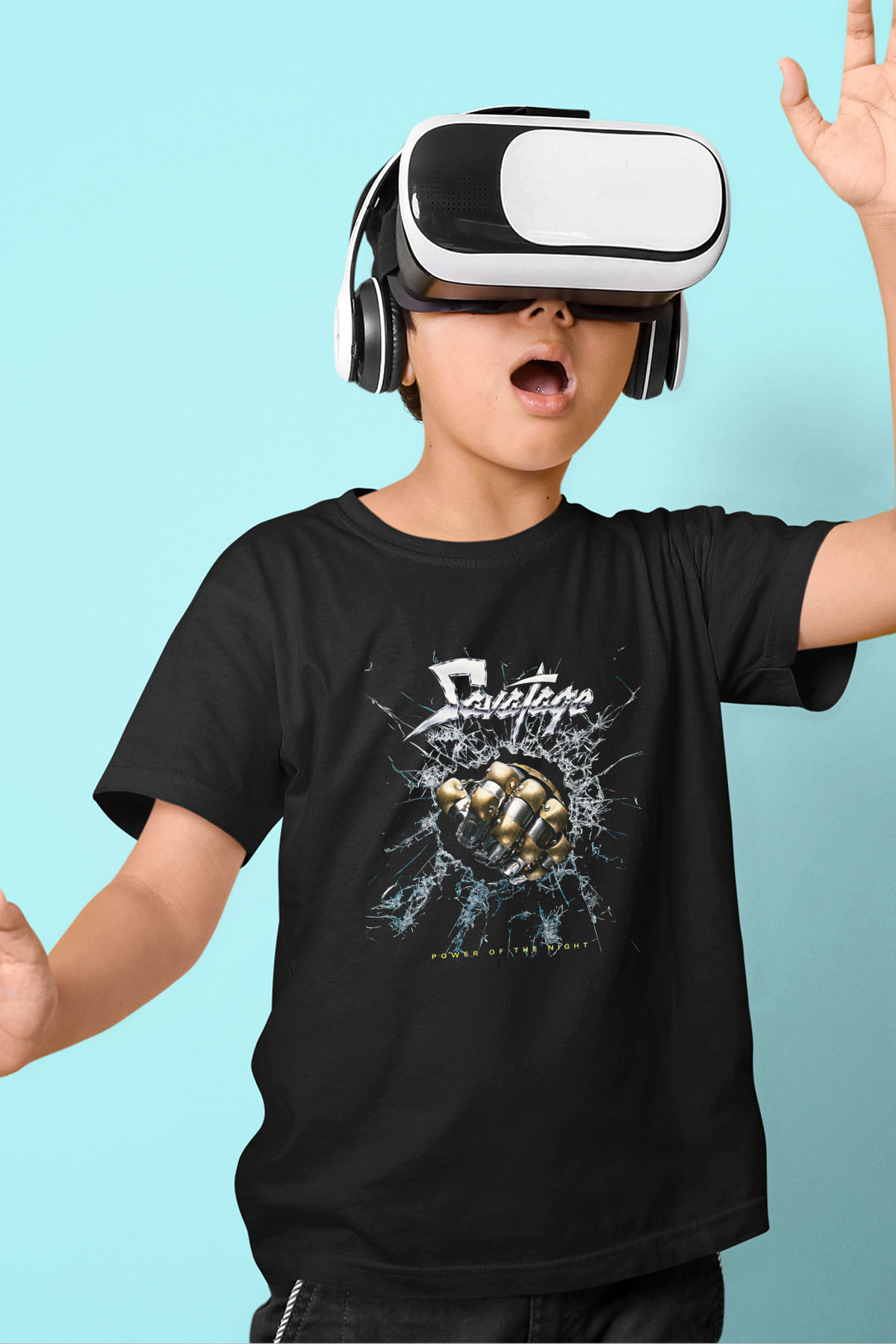 Savatage Baskılı Unisex Siyah Çocuk Tişört - Tshirt