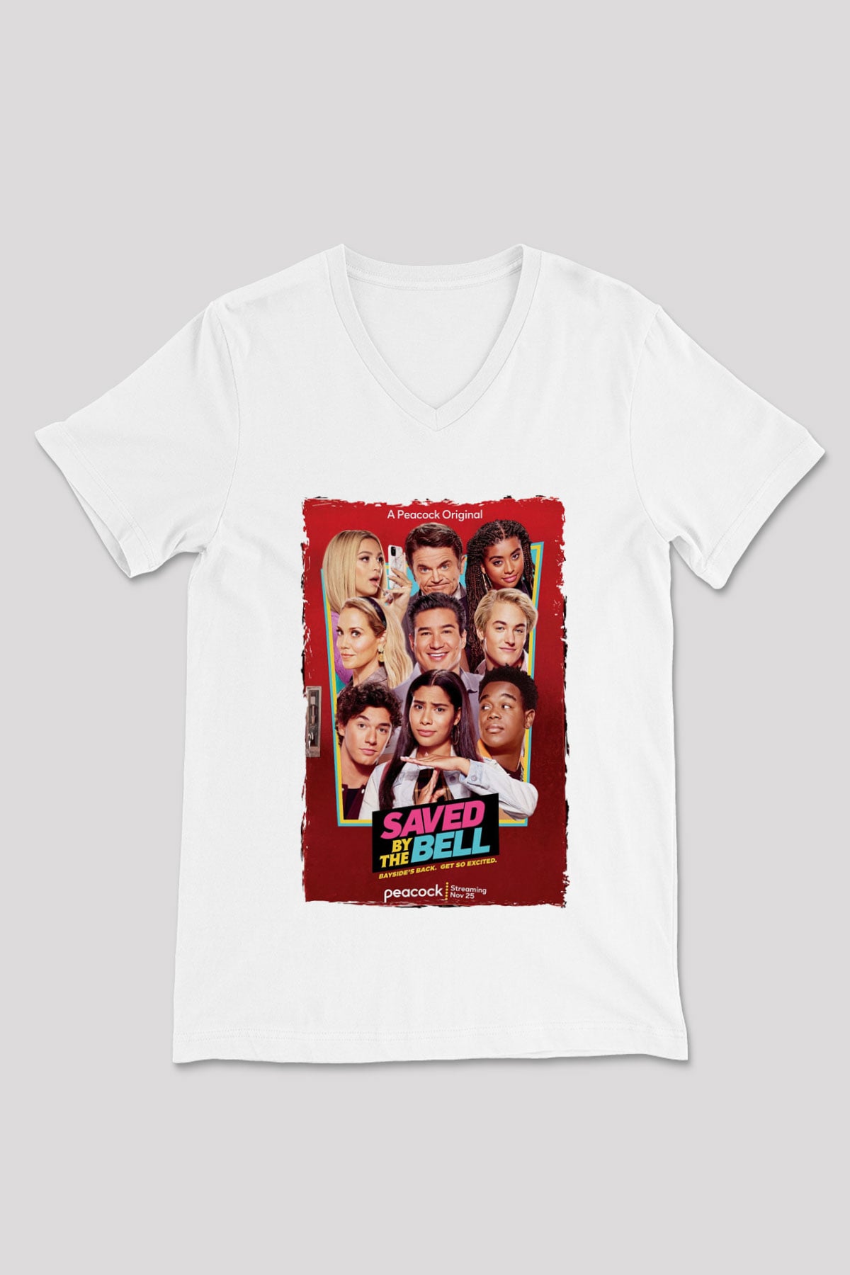 Saved by the Bell Beyaz Unisex V Yaka Tişört