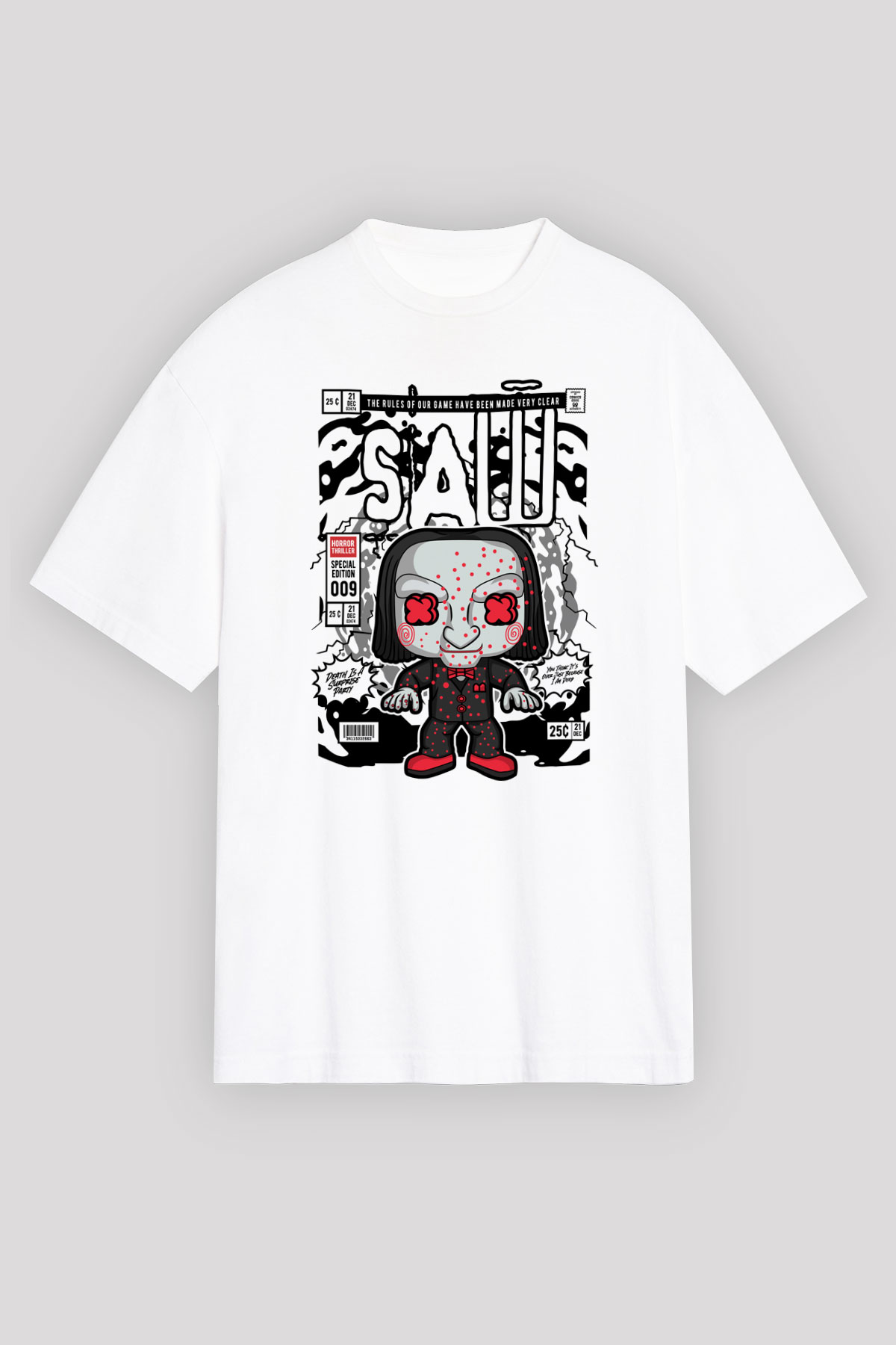 SAW - Billy Baskılı Unisex Beyaz Oversize Tişört