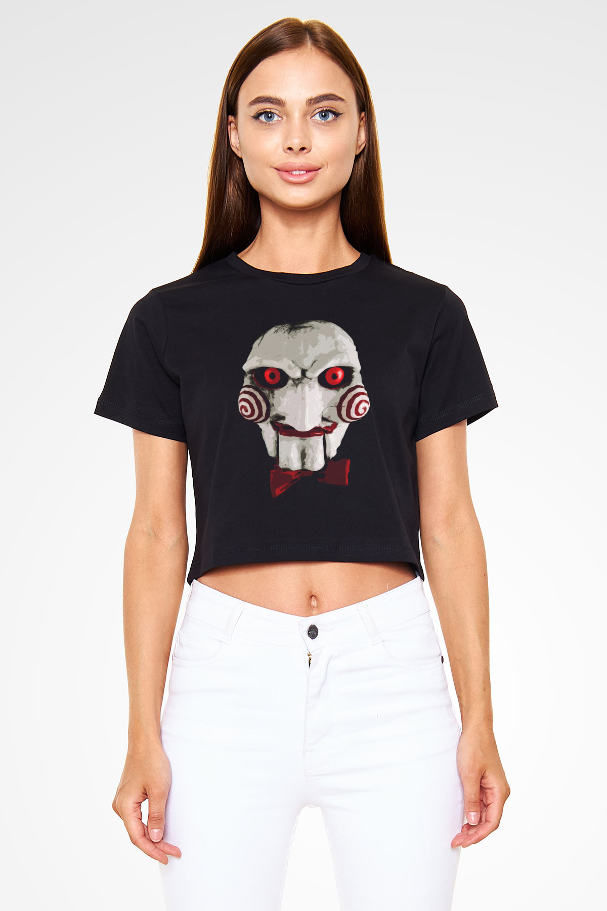 Saw Siyah  Crop Top Tişört