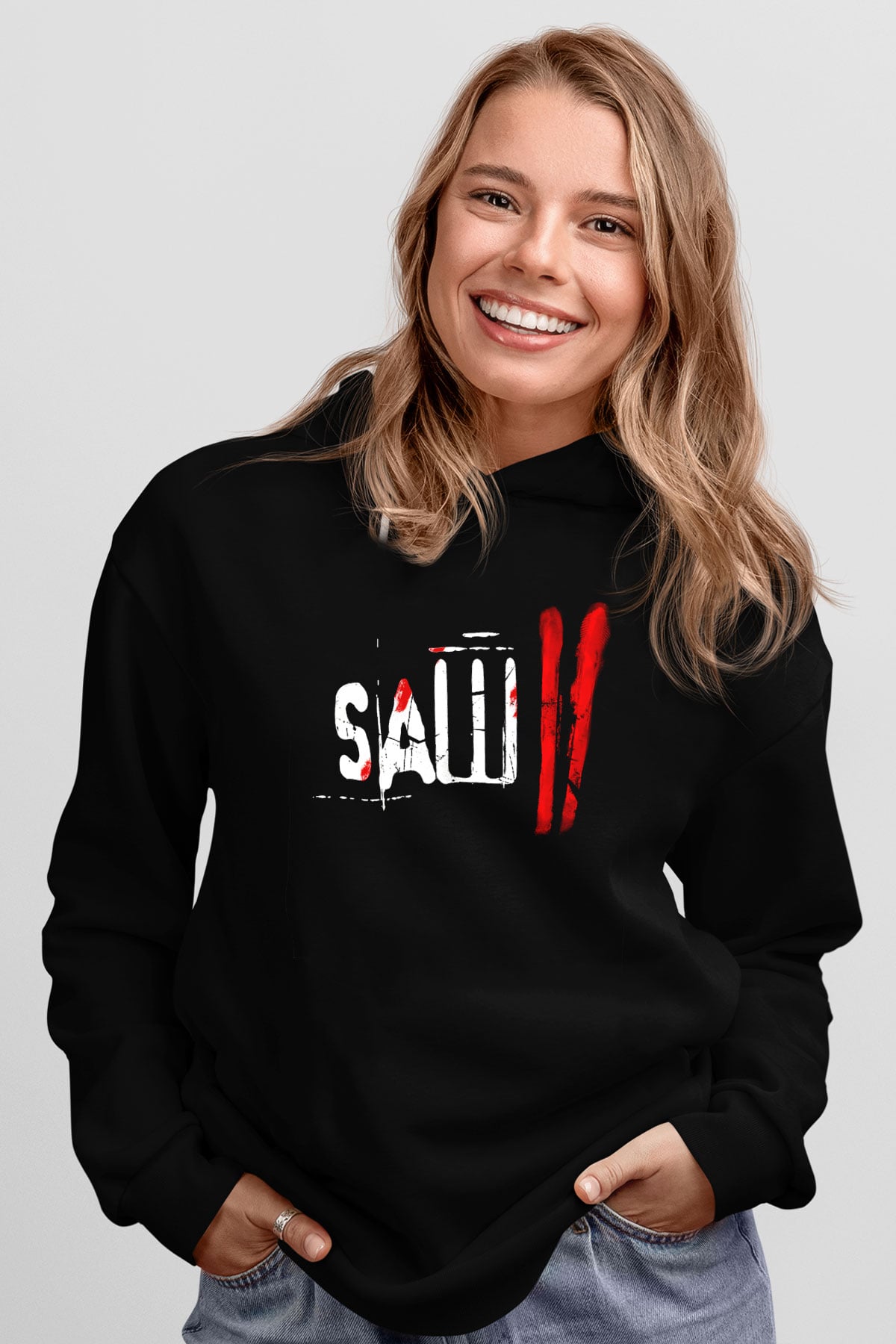 Saw Siyah Unisex Kapşonlu Sweatshirt