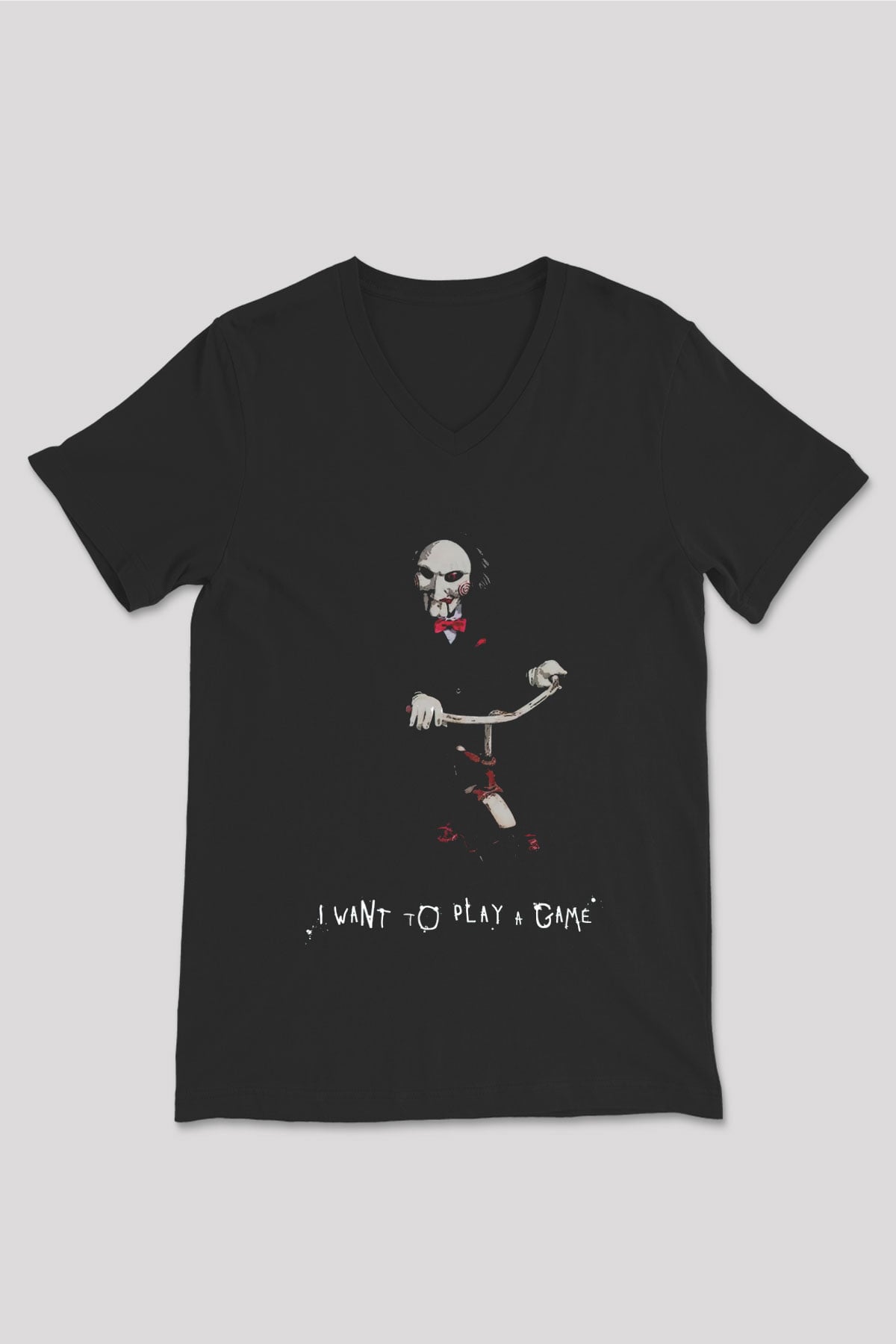 Saw Siyah Unisex V Yaka Tişört