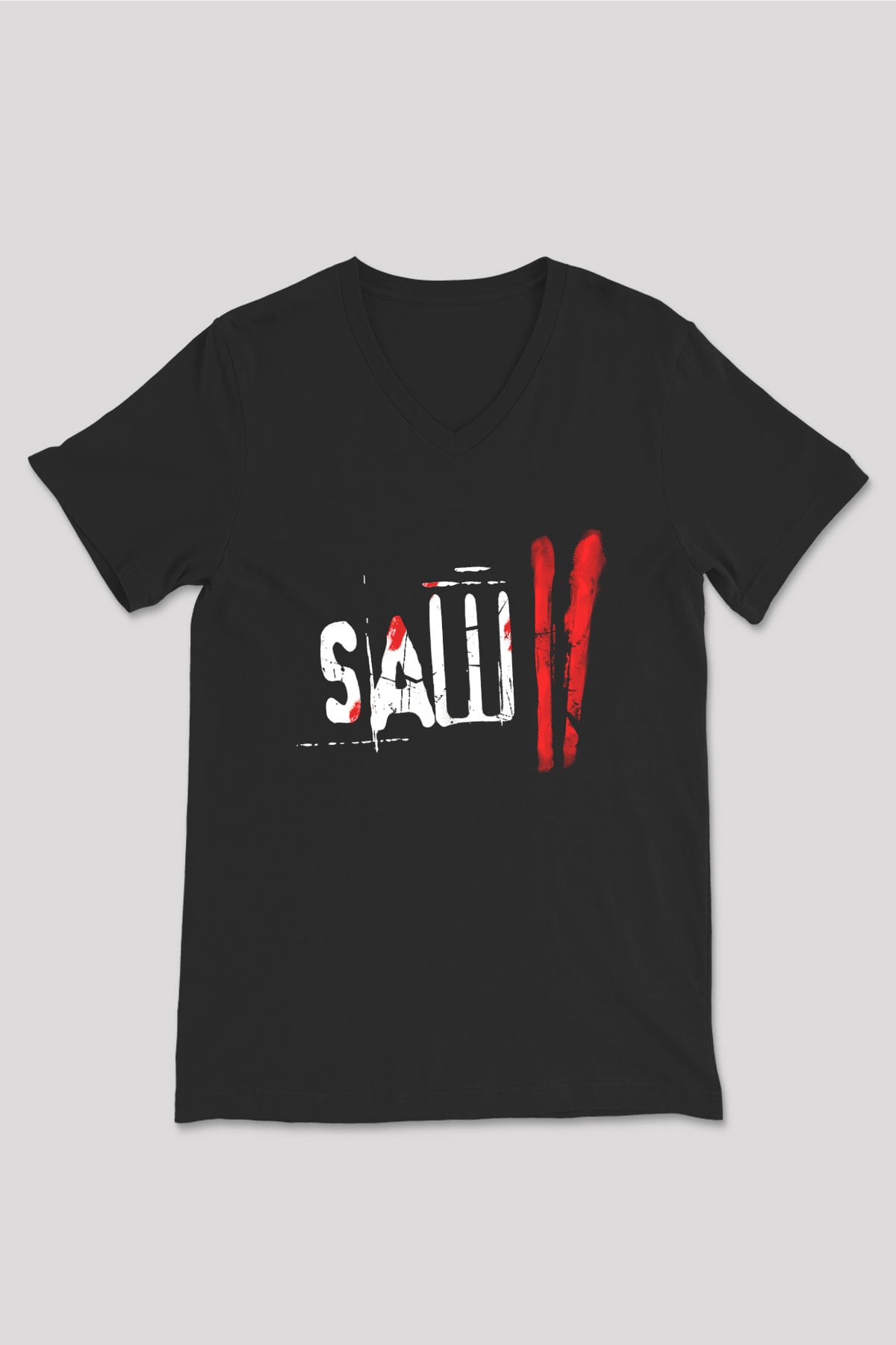Saw Siyah Unisex V Yaka Tişört T-Shirt