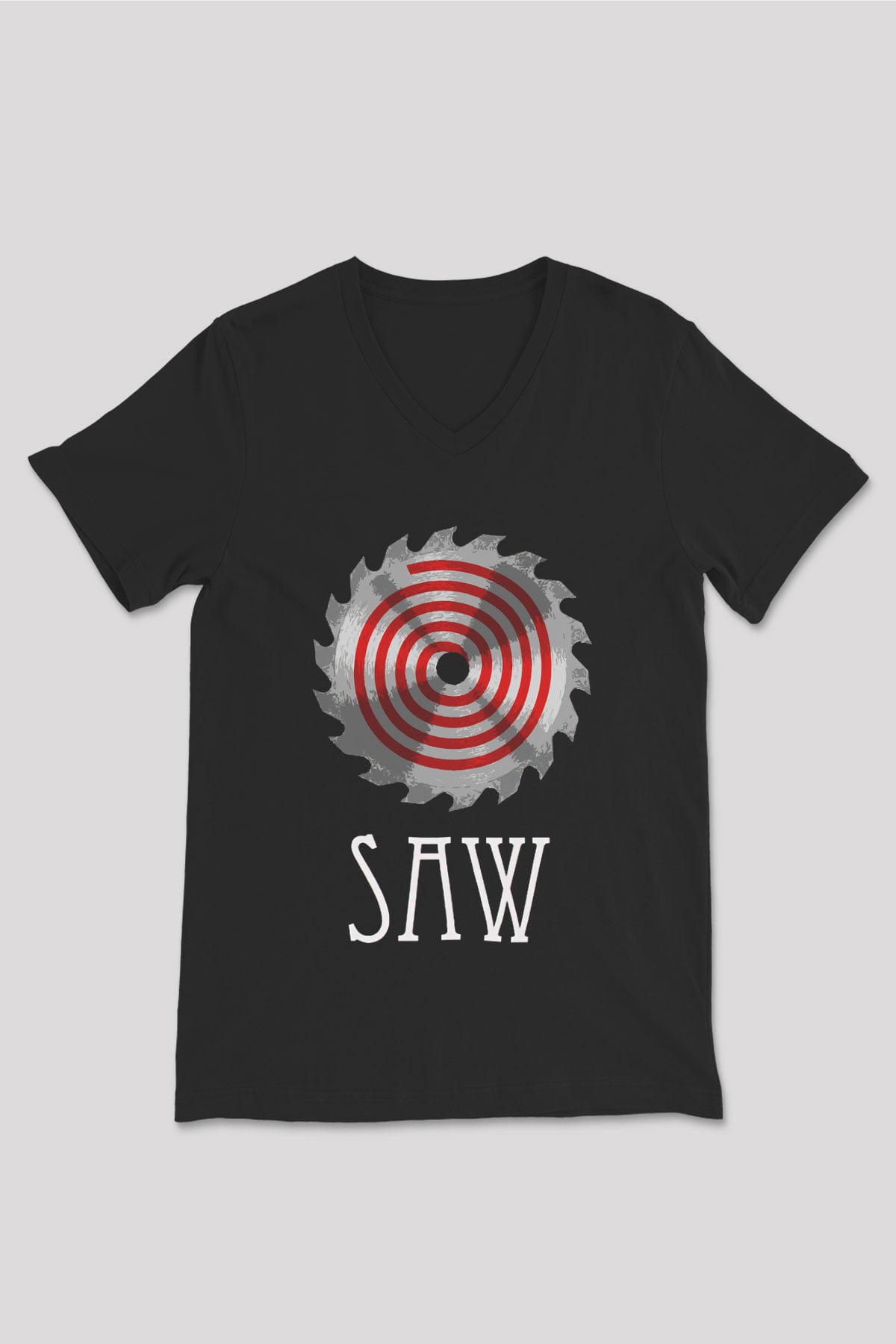 Saw Siyah Unisex V Yaka Tişört T-Shirt