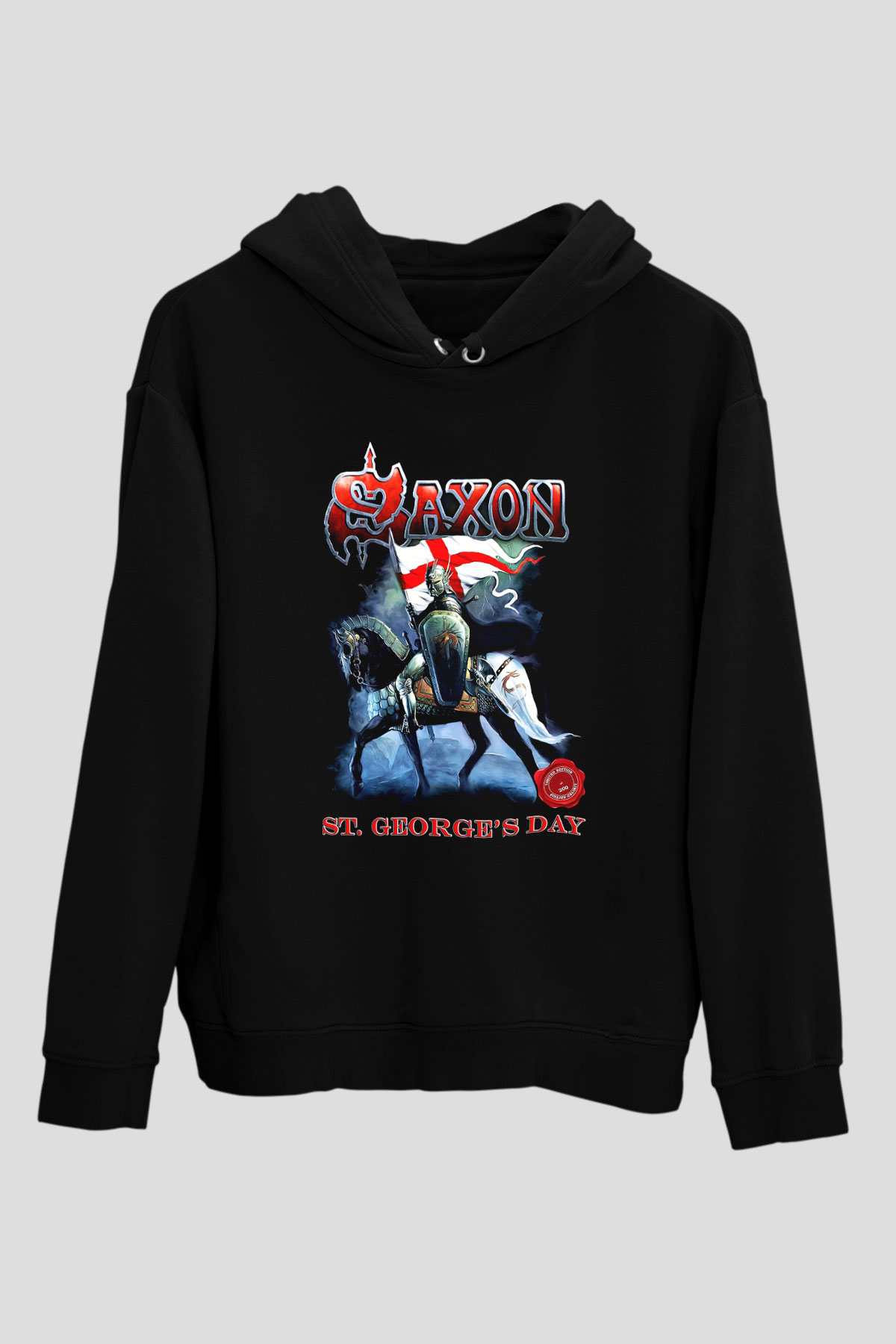 Saxon Siyah Unisex Kapşonlu Sweatshirt