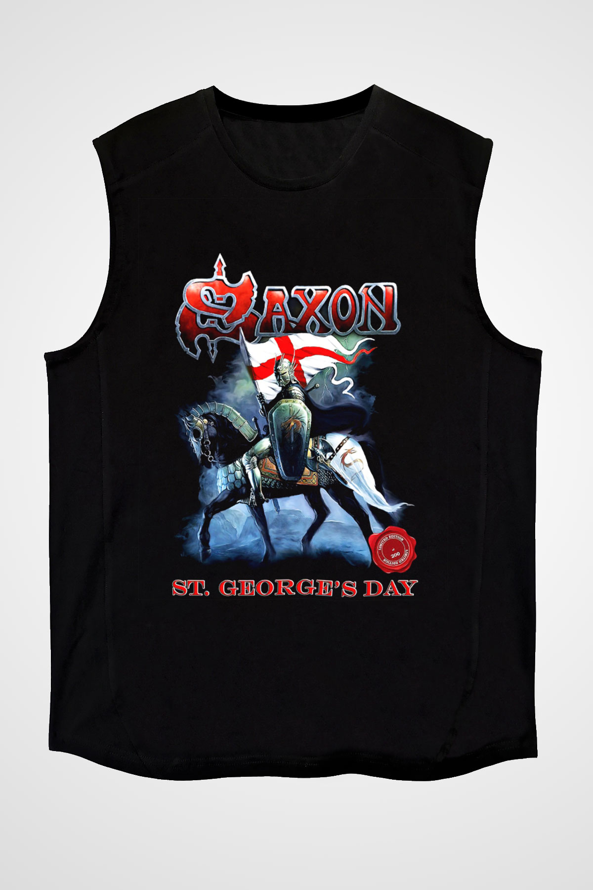 Saxon Siyah Unisex Kolsuz Tişört