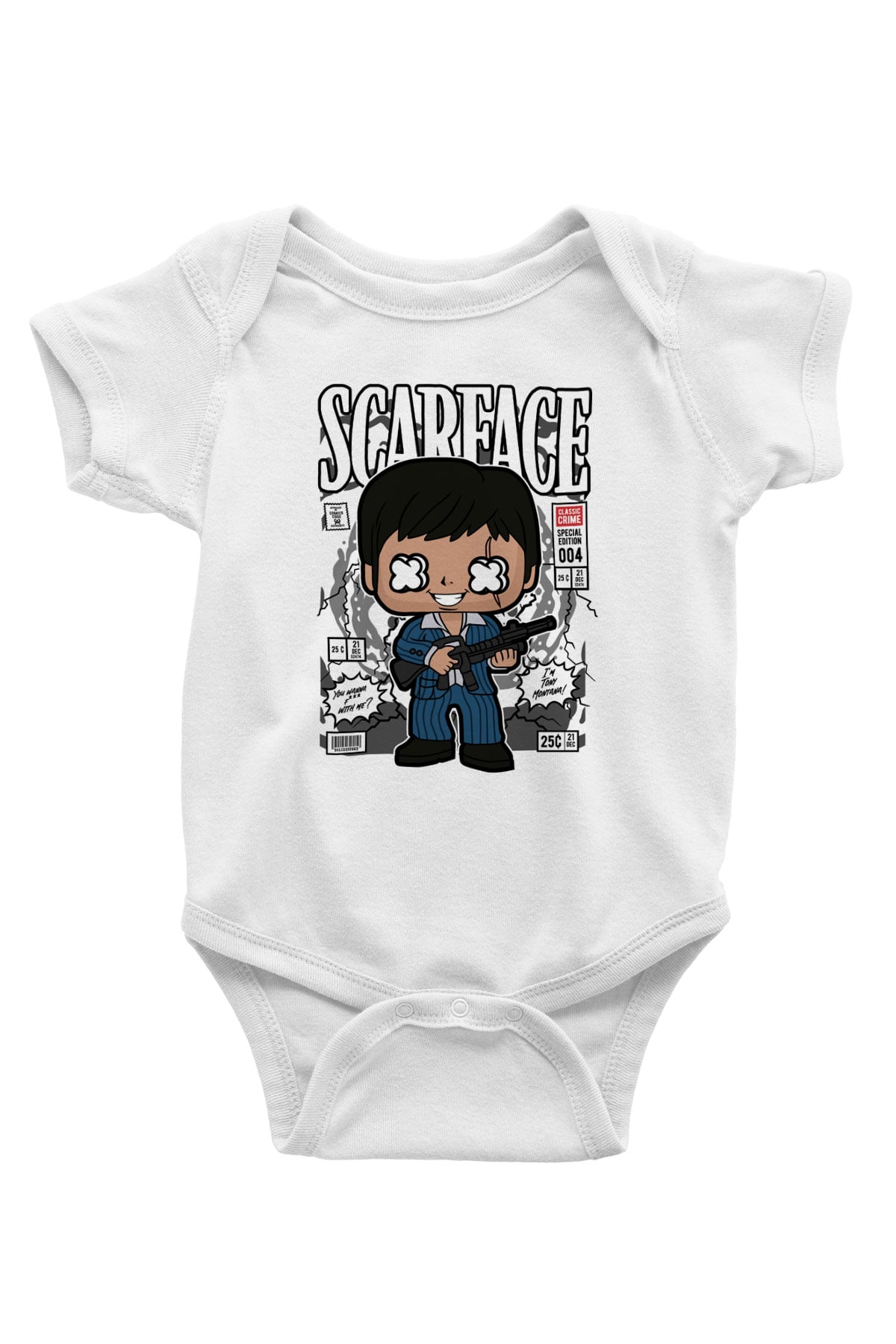 Scarface Baskılı Unisex Beyaz Bebek Body - Zıbın