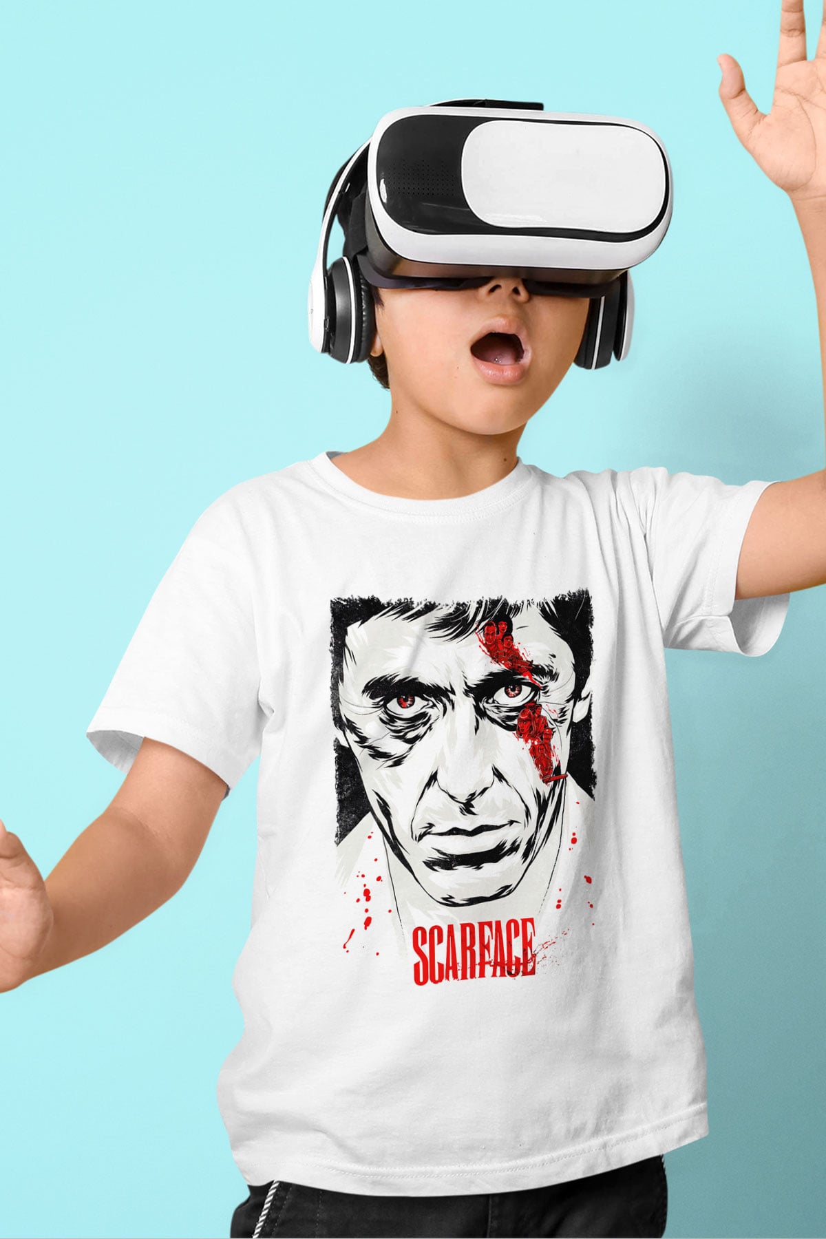 Scarface Beyaz Unisex Çocuk Tişört