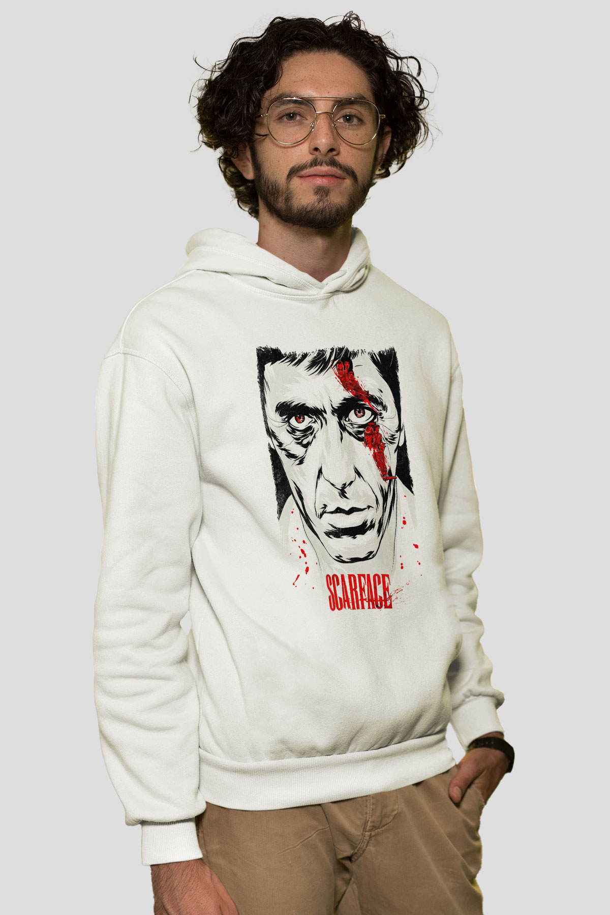 Scarface Beyaz Unisex Hoodie