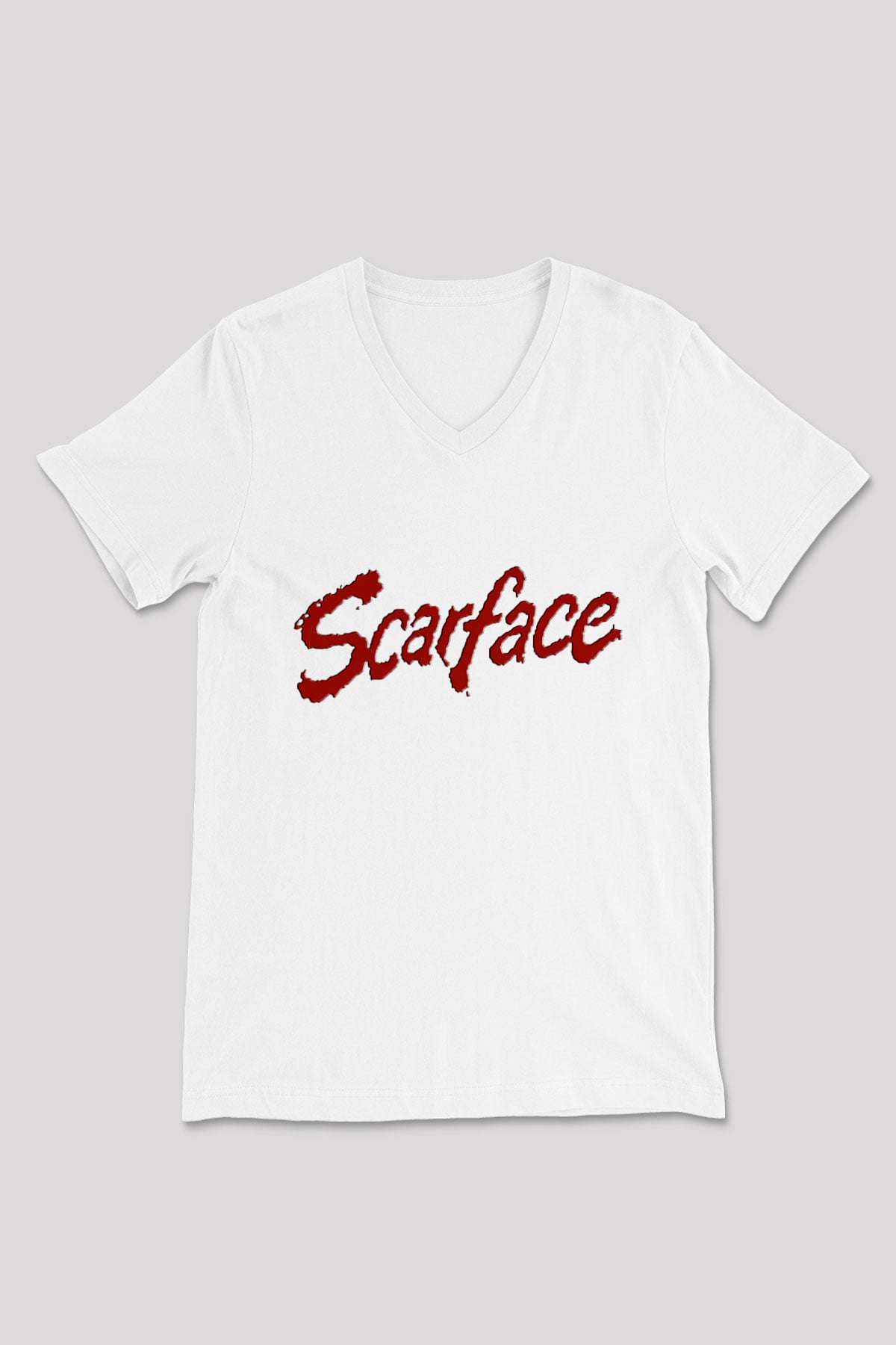 Scarface Beyaz Unisex V Yaka Tişört T-Shirt