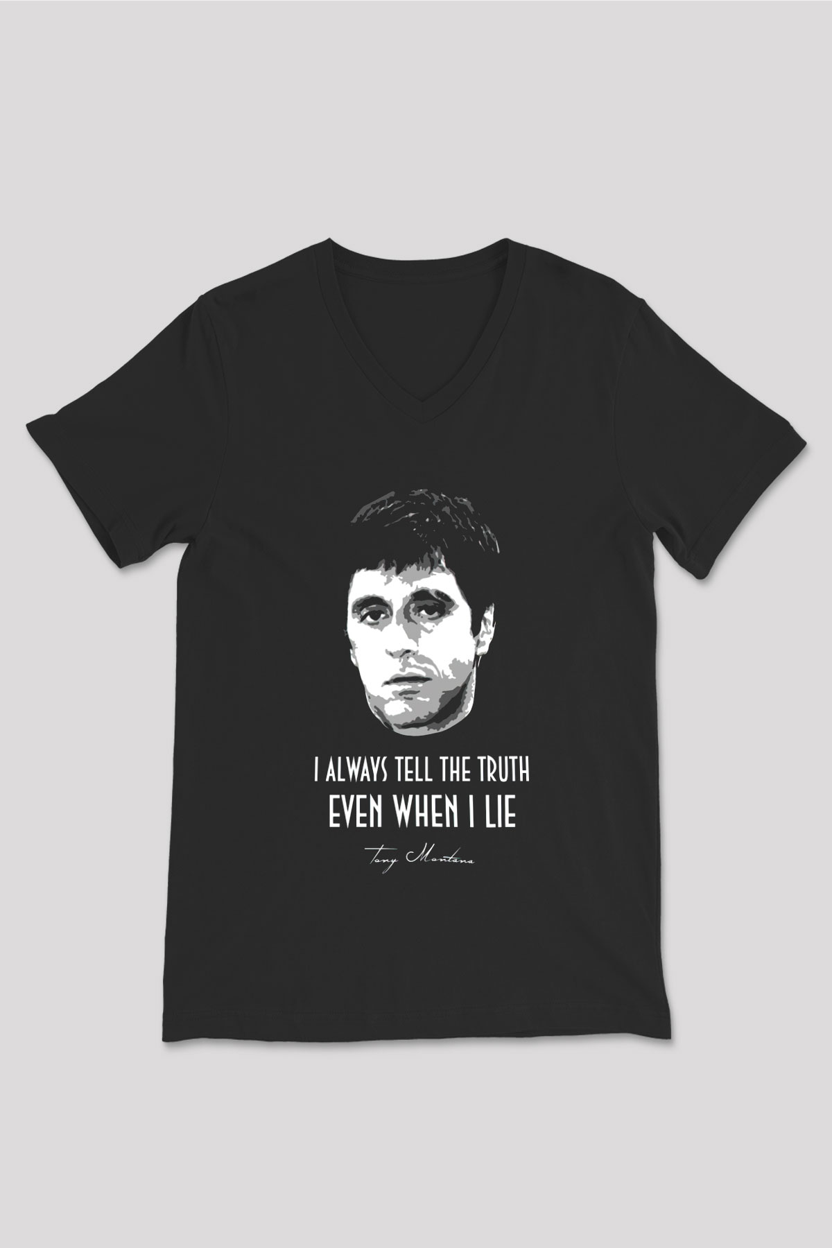 Scarface Siyah Unisex V Yaka Tişört T-Shirt