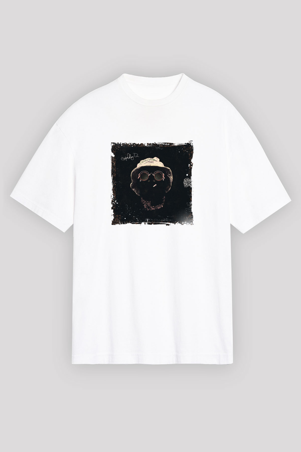 Schoolboy Q Baskılı Oversize Beyaz Tişört