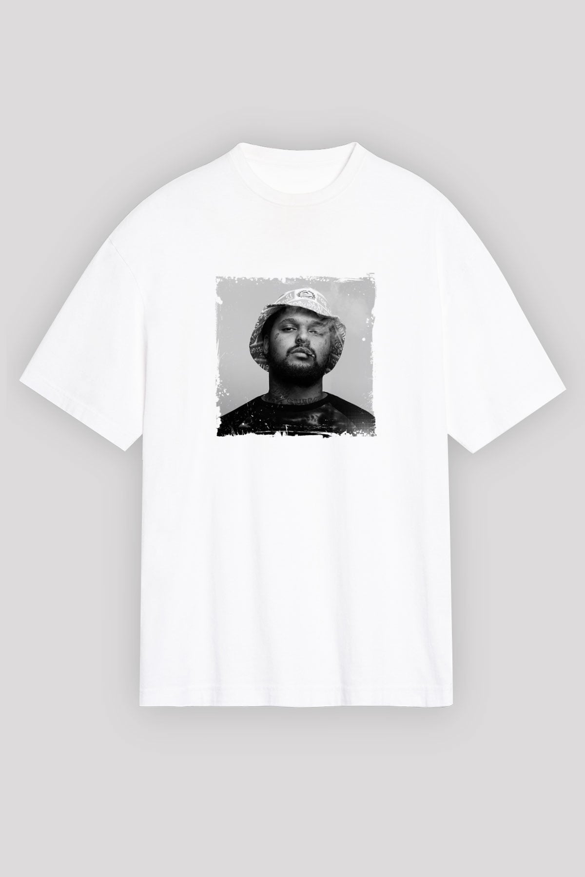 Schoolboy Q Baskılı Oversize Beyaz Tişört