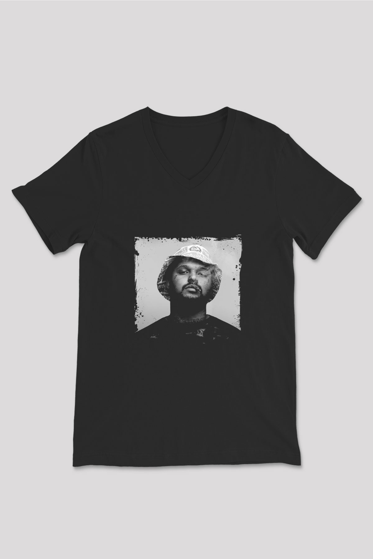 Schoolboy Q Baskılı Unisex Siyah V Yaka Tişört