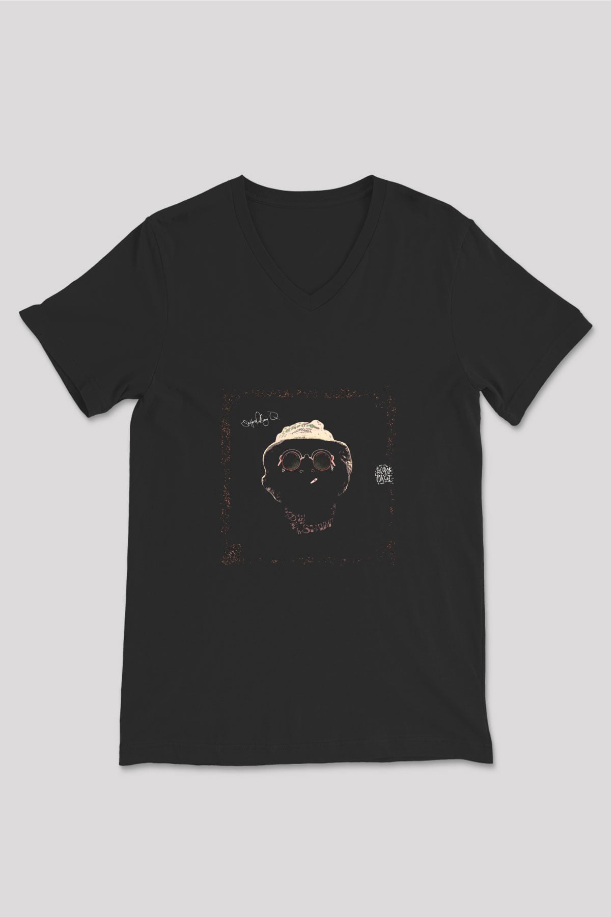Schoolboy Q Baskılı Unisex Siyah V Yaka Tişört
