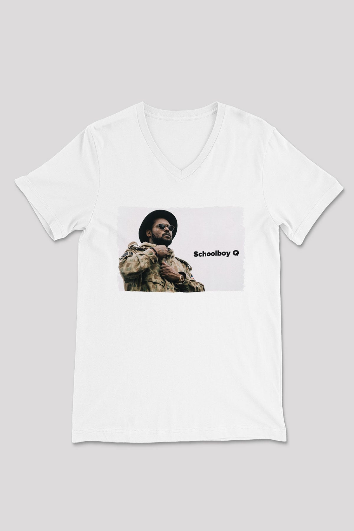 Schoolboy Q Beyaz Unisex V Yaka Tişört