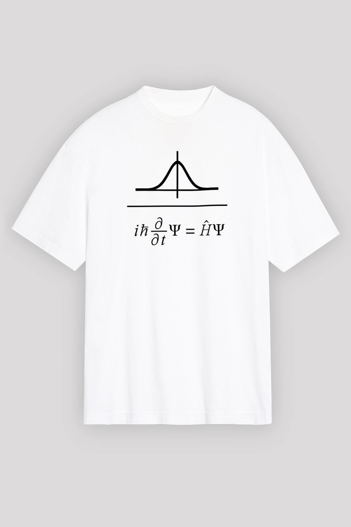 Schrödinger Dalga Denklemi Baskılı Unisex Oversize Beyaz Tişört - Tshirt
